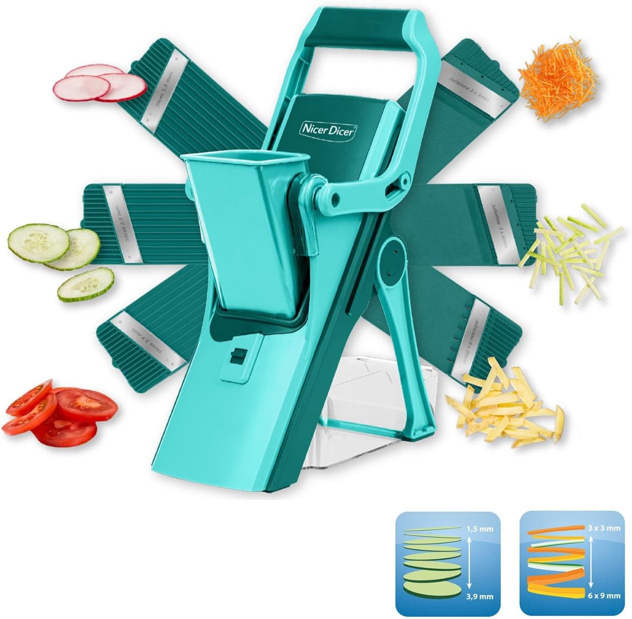 Genius Gemüsehobel Genius Gemüseschneider Nicer Dicer Mando 12tlg.Gemüsehobel Gemüse, Kunststoff, Edelstahl, (Gemüsehobel-Set bestehend aus 12 Teilen)