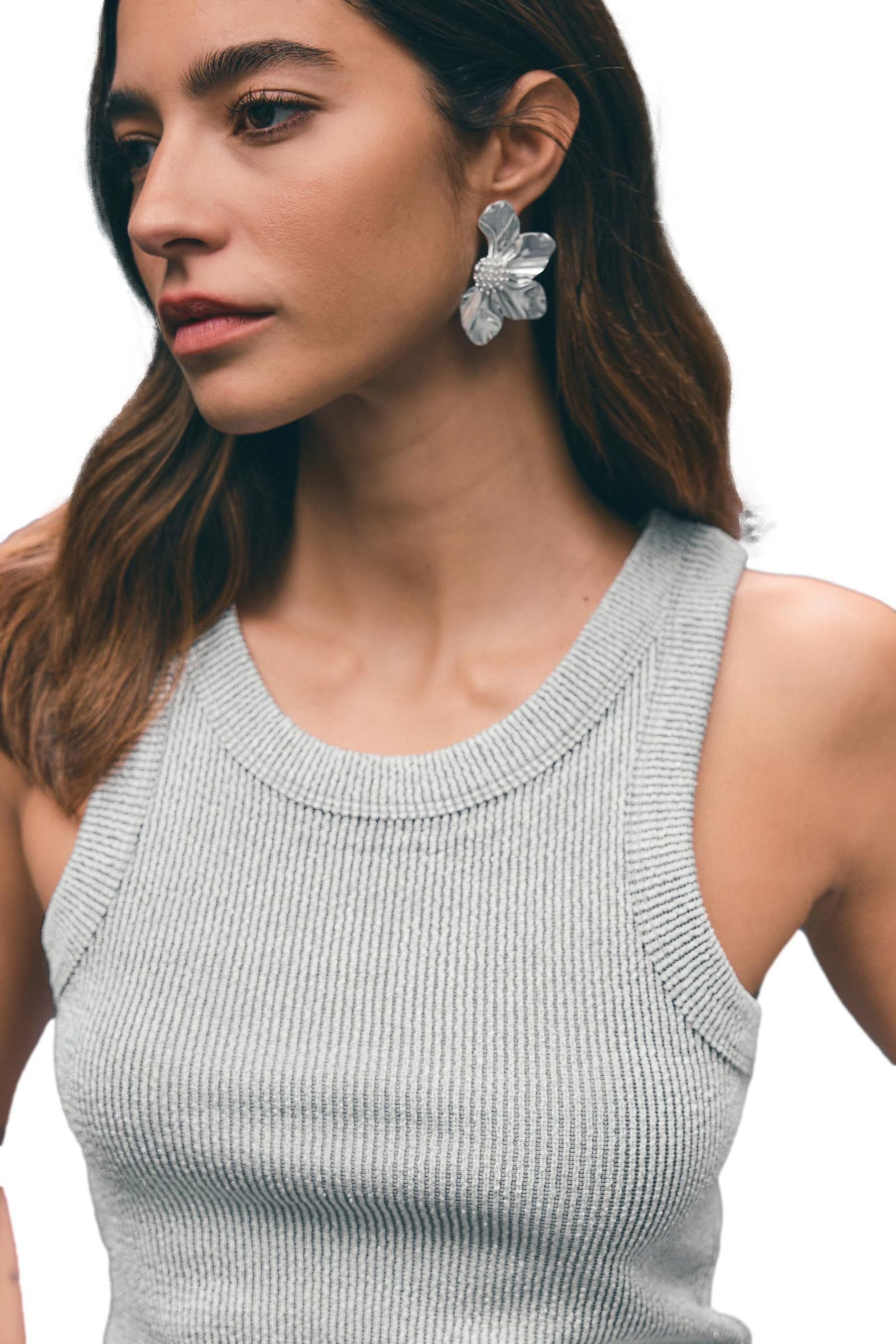 Next Trägertop Geripptes Metallic-Tanktop mit Racerback (1-tlg)
