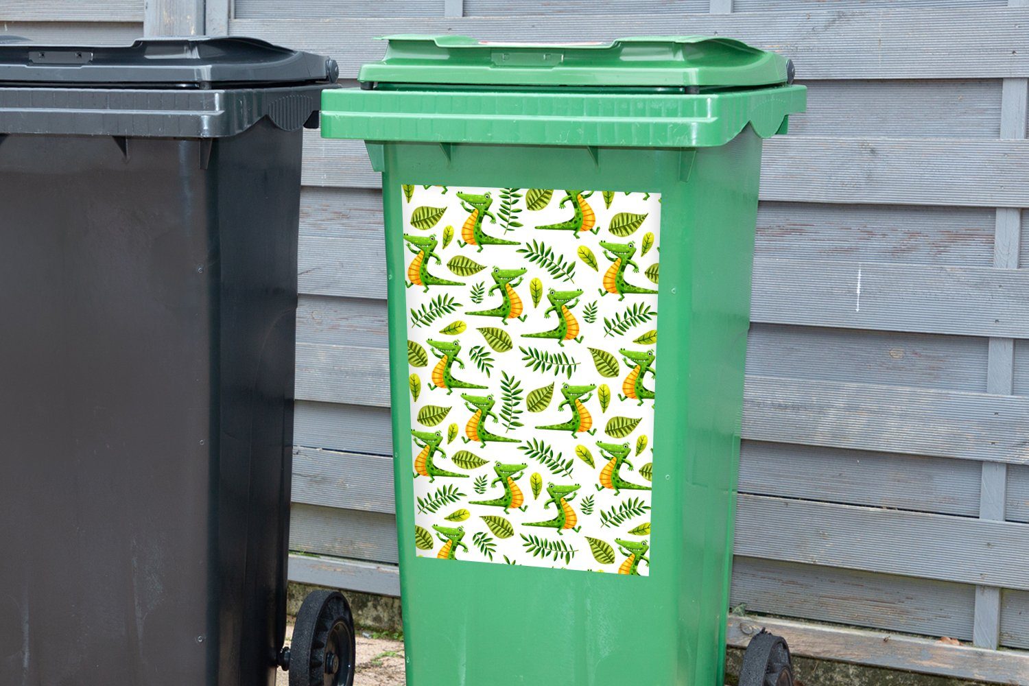 Krokodil Mülleimer-aufkleber, Sticker, Abfalbehälter Kinder - Design (1 Container, MuchoWow Wandsticker Mülltonne, - St),