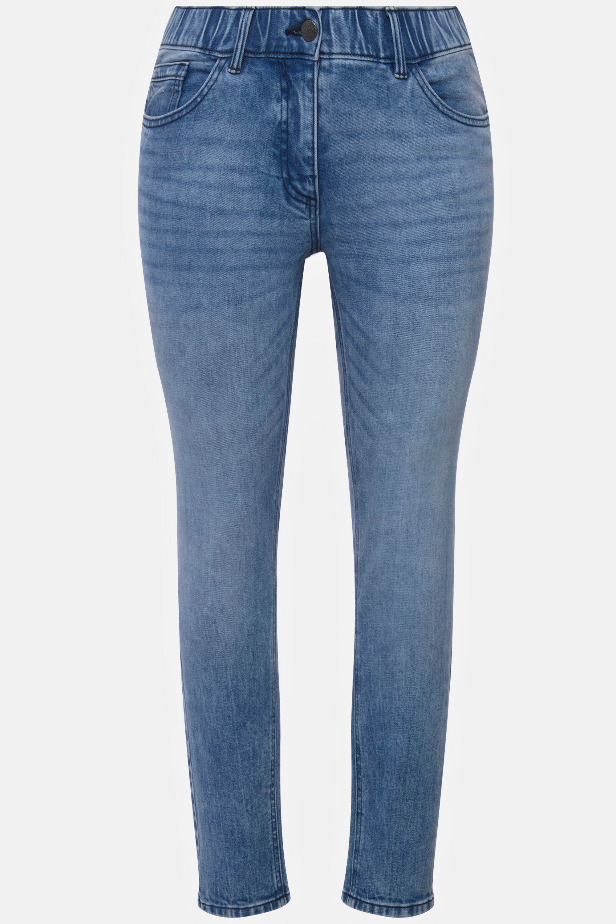 Popken Wascheffekte 5-Pocket-Jeans Sarah konisches Jeans Bein Ulla schmales