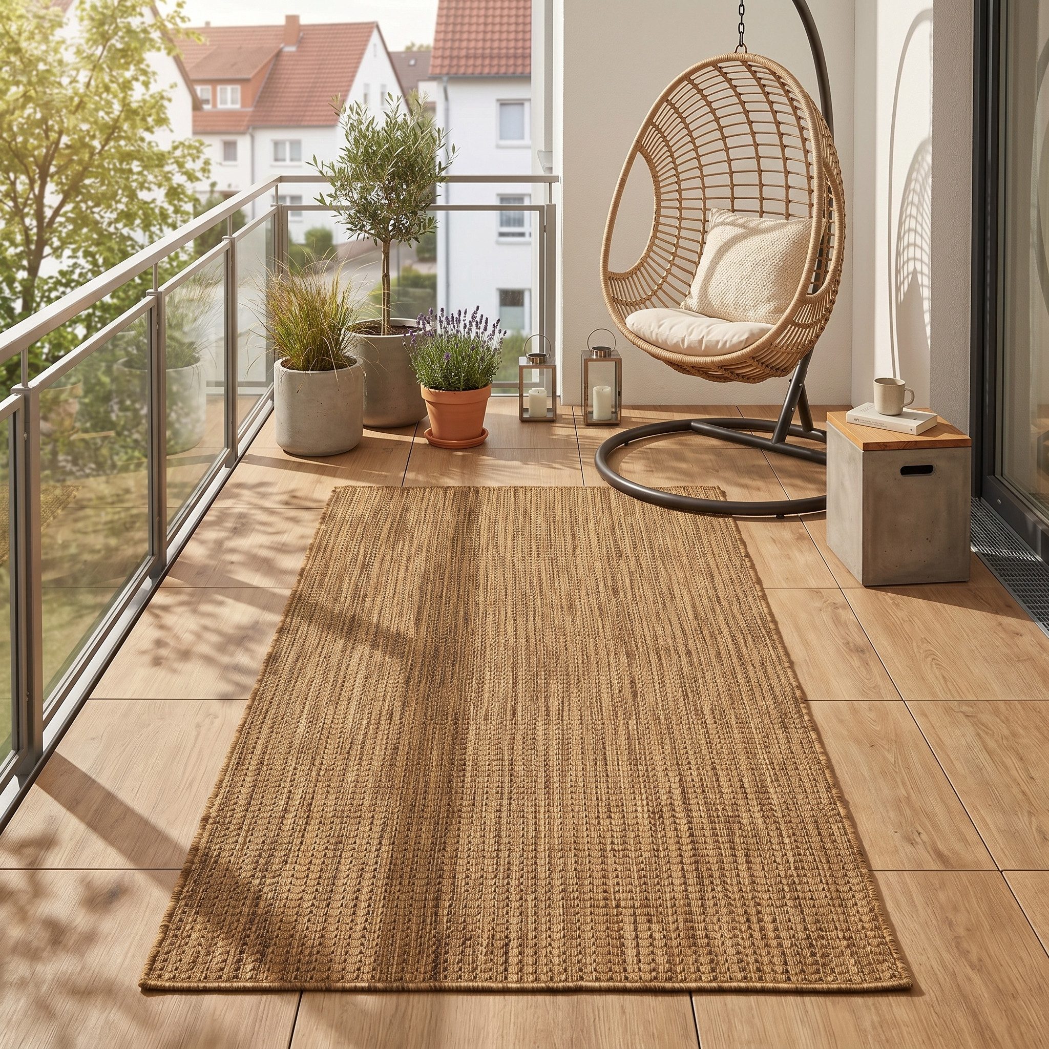 Teppium Teppich Einfarbig, Läufer, Höhe: 3 mm, Teppich Wetterfest Waschbar Balkon, Garten, Terrasse und Küchenteppich
