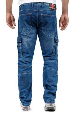 Cipo & Baxx Bikerjeans Biker Hose BA-CD798 im Cargo Style mit Rippenmustern