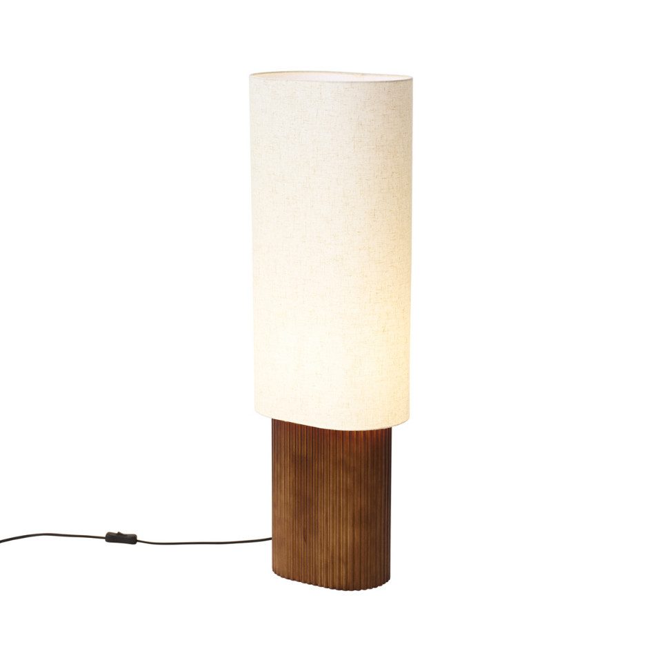 Qazqa Stehlampe Lamel, ohne Leuchtmittel, Warmweiß, QAZQA Stehlampe, e27, Braun, Holz, Japandi