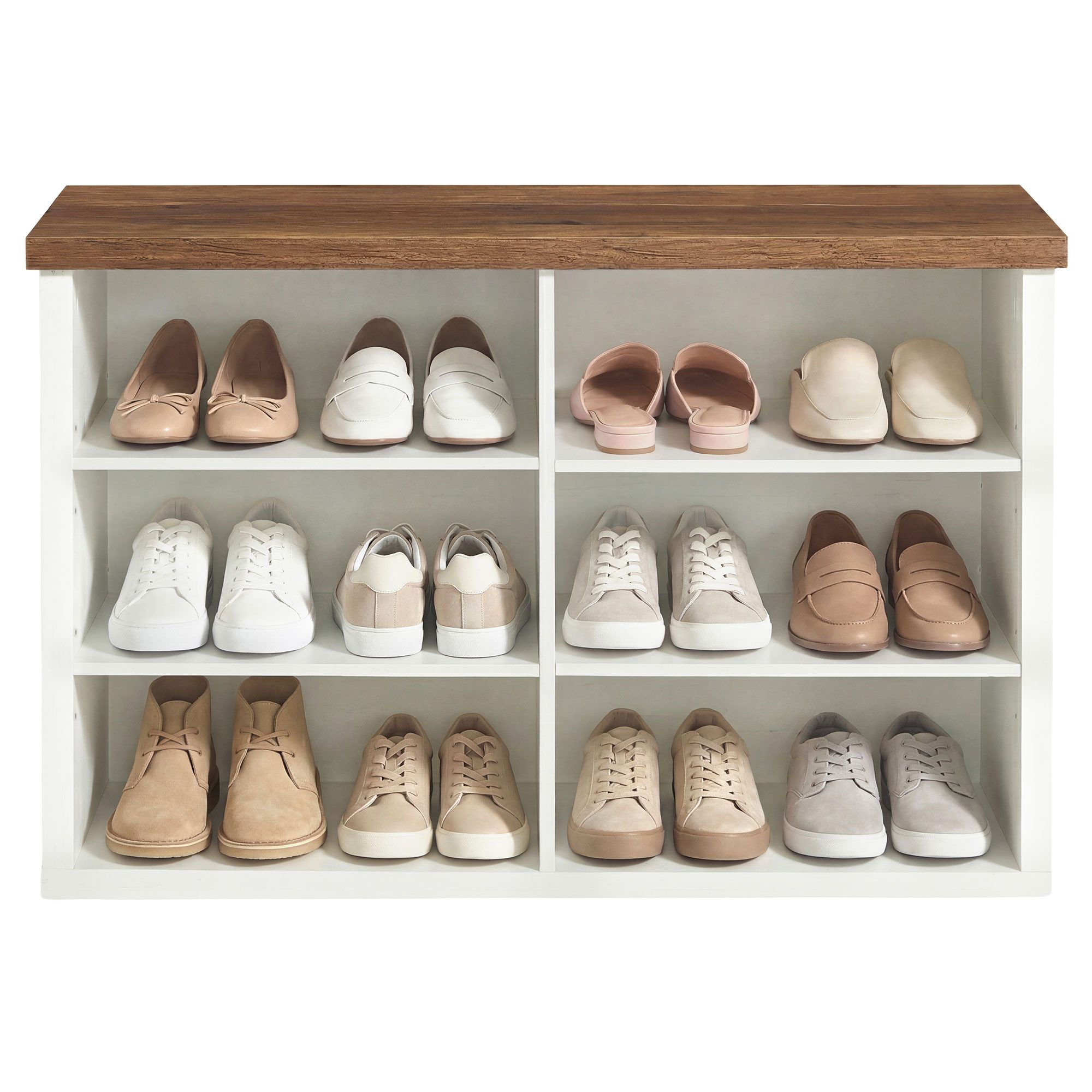 VASAGLE Schuhbank Sitzbank, Schuhregal, für Wohnzimmer, Flur, mit Stauraum, 6 Fächer, verstellbare Ablagen, 29,5 x 80 x 50 cm