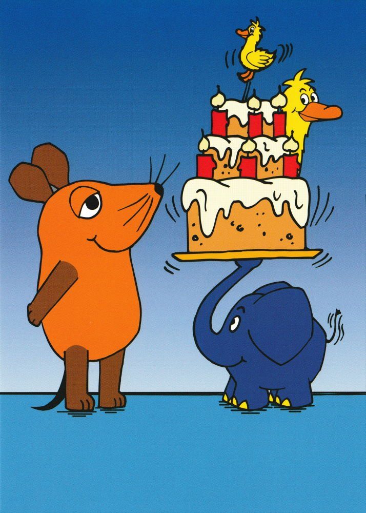 Postkarte der mit Geburtstagstorte" "Sendung Maus: