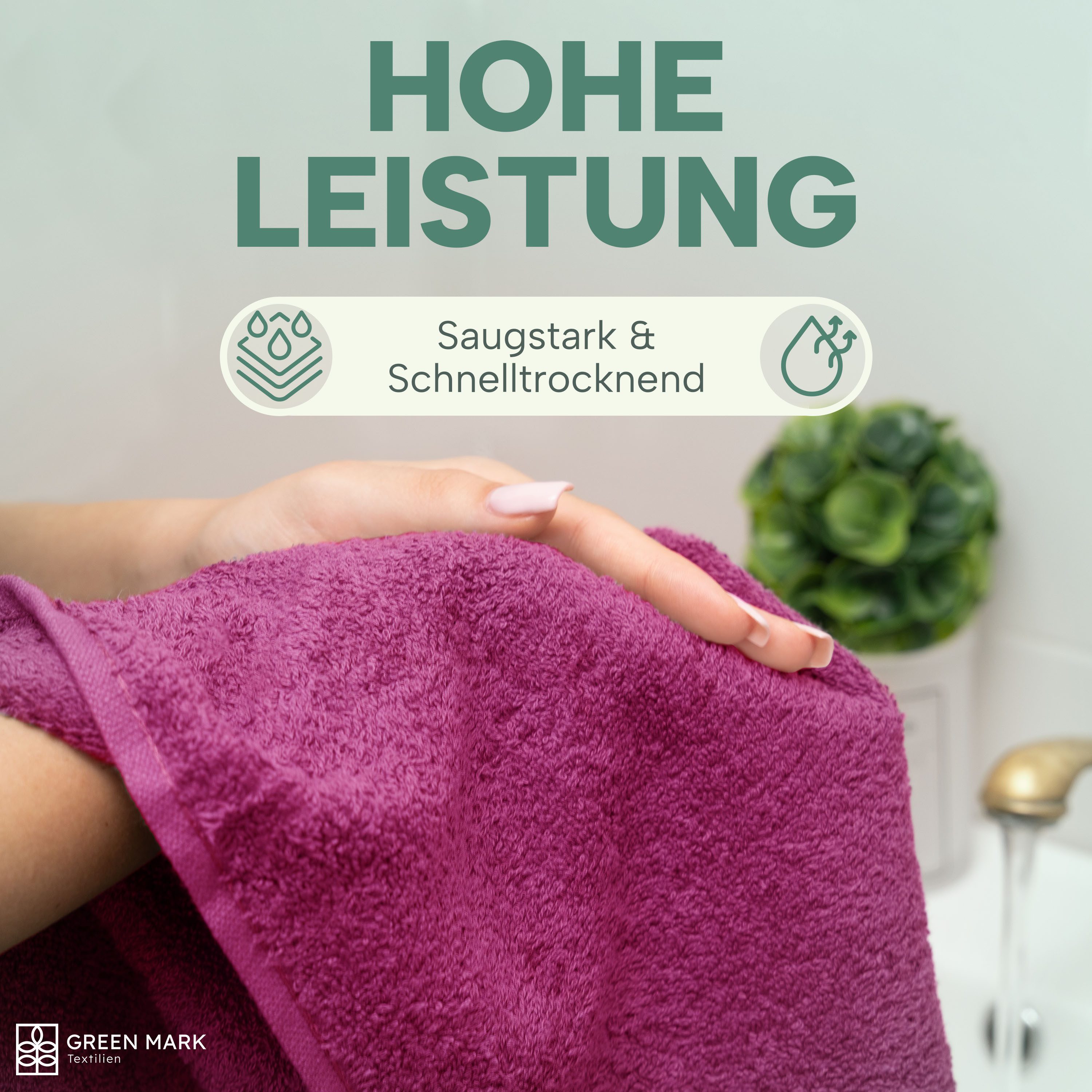 NatureMark Handtücher 8er-Sparpack Handtücher 50x100cm, Baumwolle (8-St), 8X Handtücher, 100% Baumwolle, Pink, 50 x 100cm – Bild 4 von 5