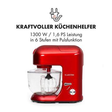 Klarstein Küchenmaschine mit Kochfunktion Lucia Rossa 2G, 2000 W, 5 l Schüssel, Knetmaschine Teigmaschine Teigknetmaschine Rührmaschine Fleischwolf