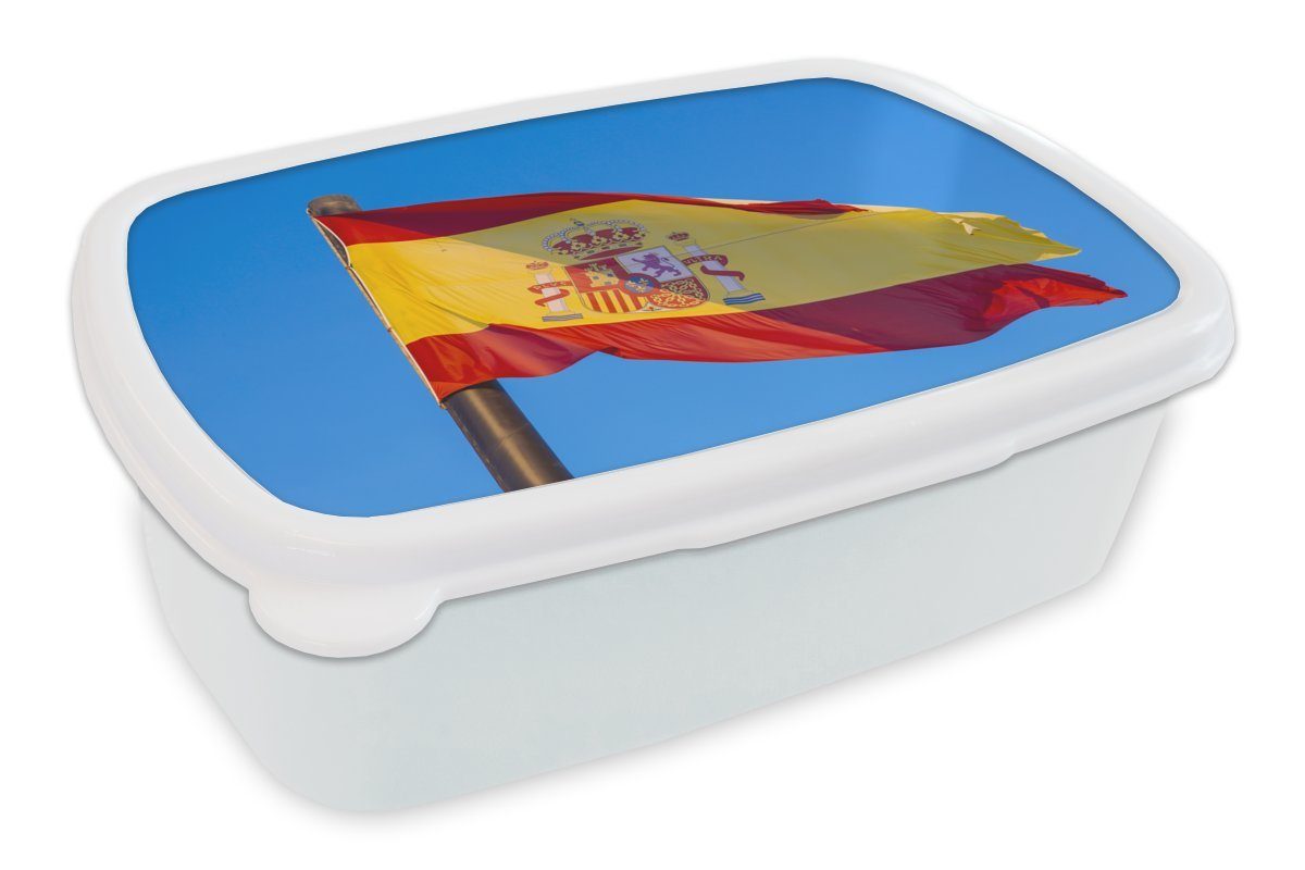MuchoWow Lunchbox Die Nationalflagge von Spanien, Kunststoff, (2-tlg), Brotbox für Kinder und Erwachsene, Brotdose, für Jungs und Mädchen weiß
