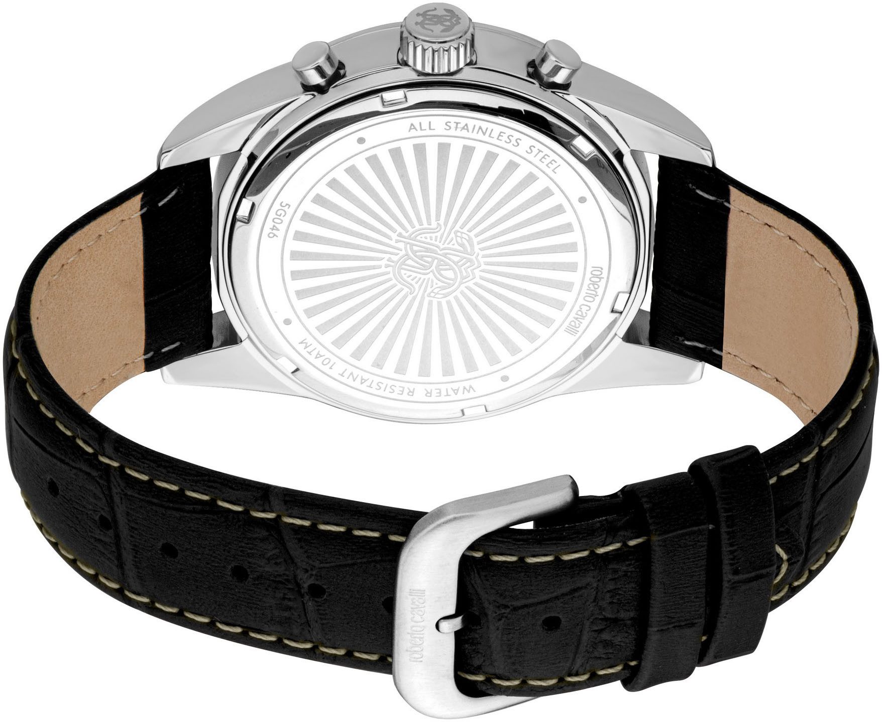 roberto cavalli Chronograph Uomo Chrono RC5G046L1015, Quarzuhr, Armbanduhr, Herrenuhr, Lederarmband, analog, Tag