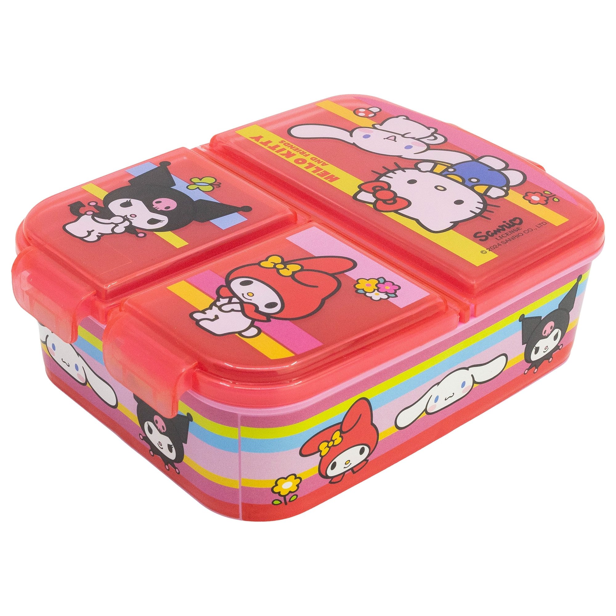 Hello Kitty Lunchbox Hello Kitty Kuromi Melody 2 tlg. Set, (4-tlg., Spar-Set), Brotdose 3 Kammern ALU ATrinkflasche 400 ml
