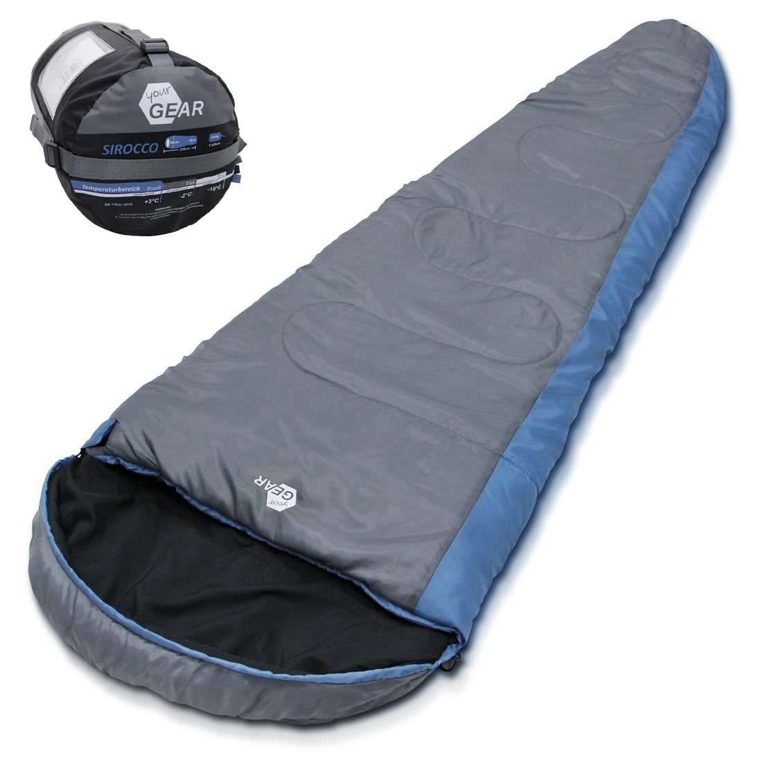 yourGEAR Mumienschlafsack yourGEAR Schlafsack Sirocco -18°C Mumienschlafsack 230x80 cm