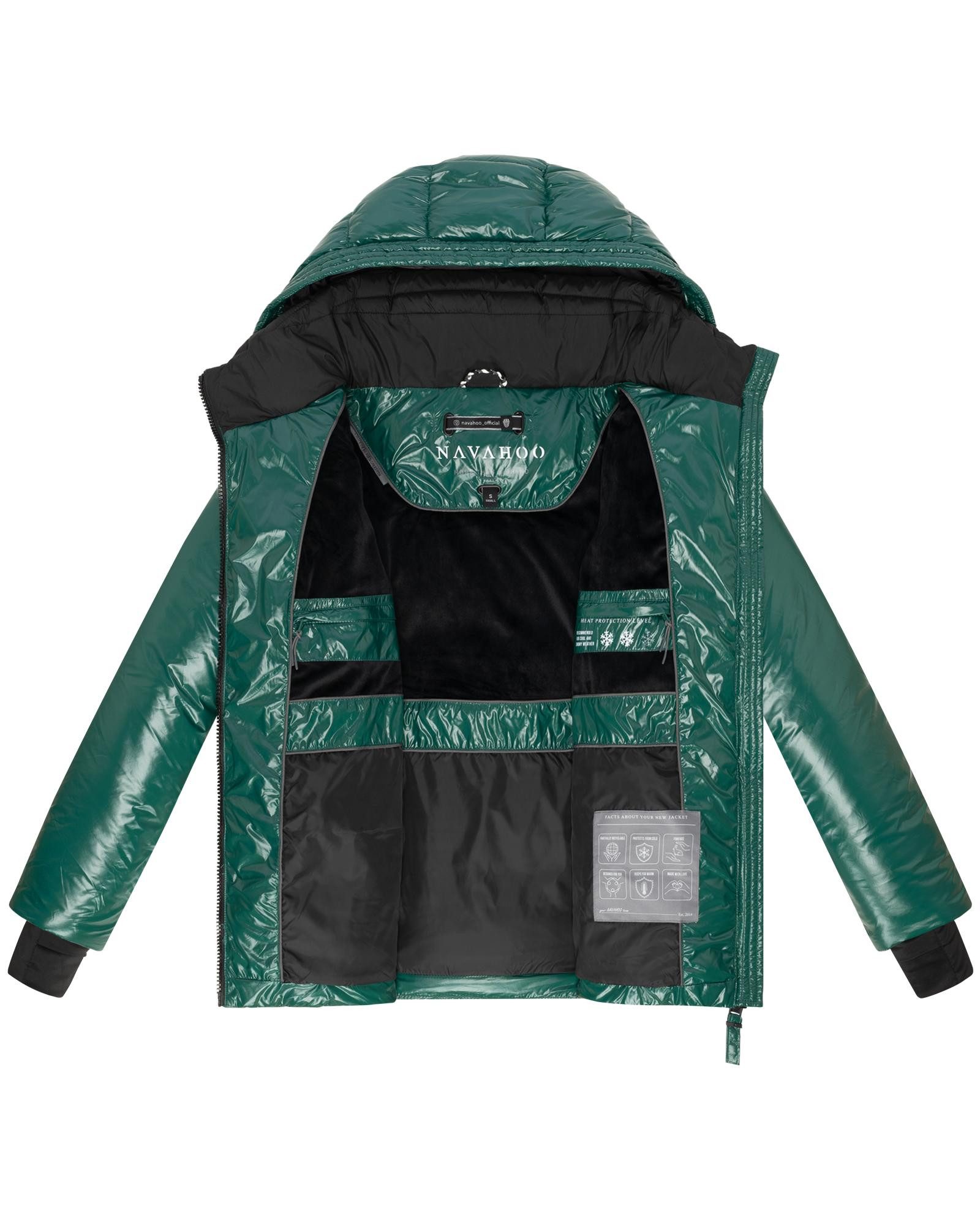 Navahoo Steppjacke Eisglanz 14 Glänzende Damen Winterjacke mit Taillengürtel