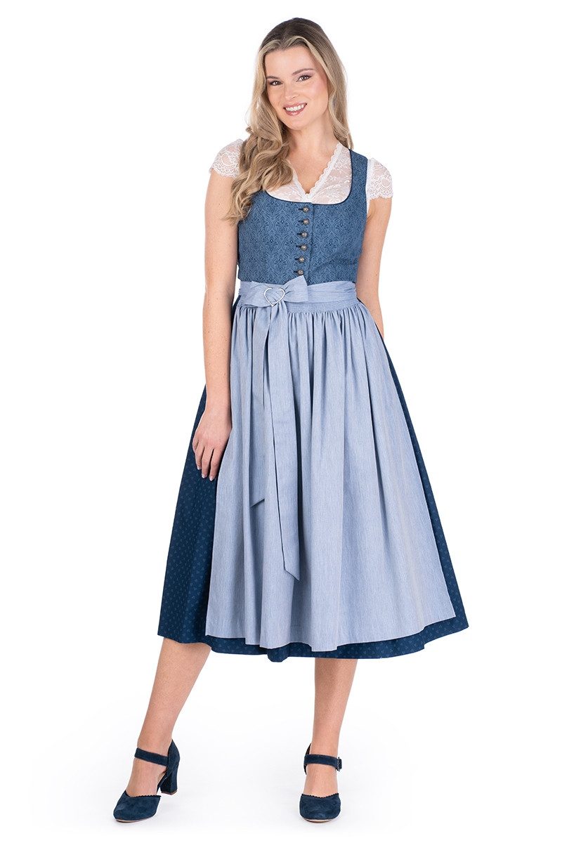 Hammerschmid Dirndl Dirndl lang 2tlg. - KOFLERSEE - blau gemustert – Bild 4 von 5
