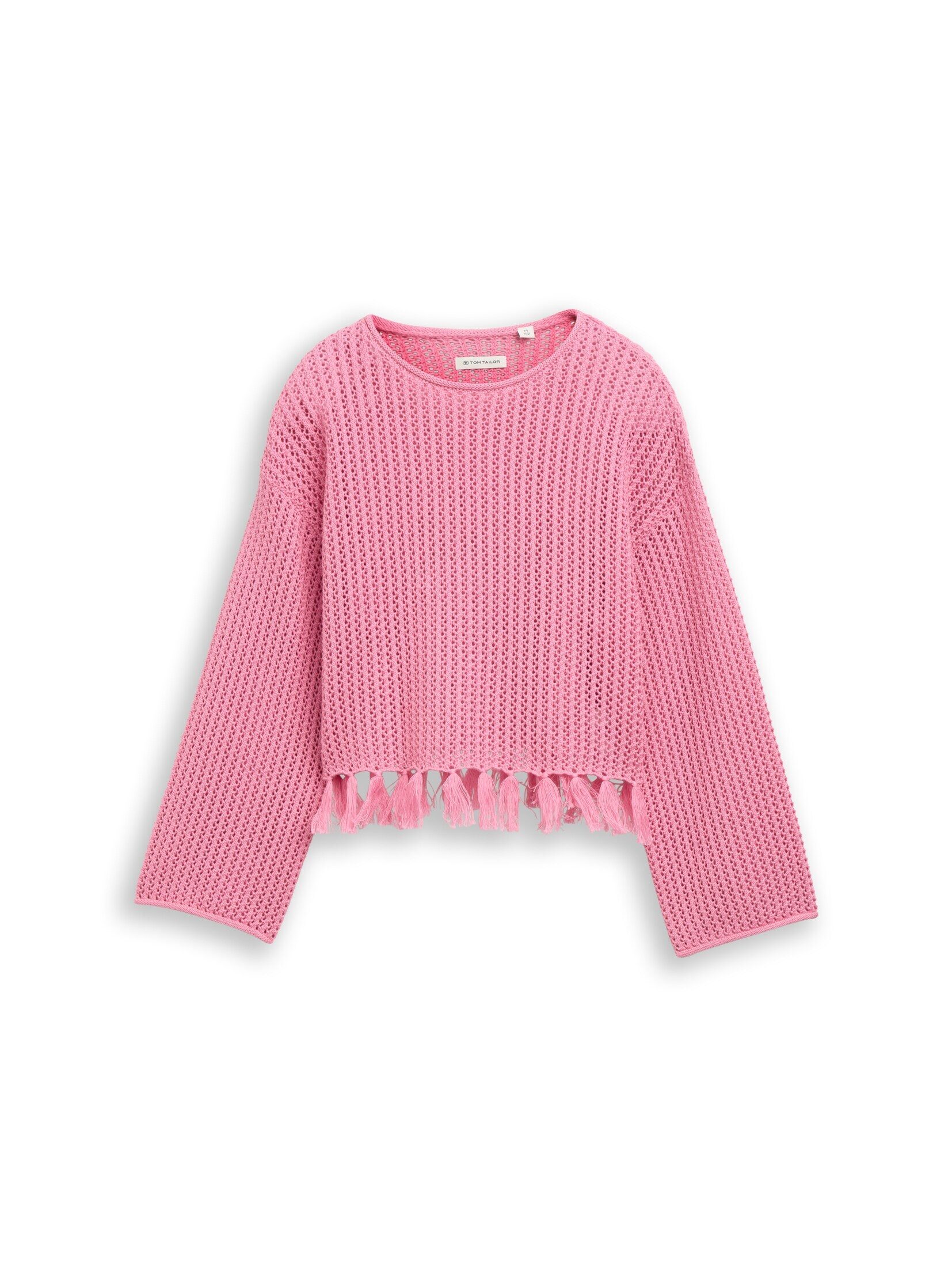 TOM TAILOR Strickpullover Pullover & Strickjacken Cropped Strickpullover mit Fransen
