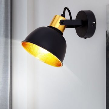 etc-shop Wandleuchte, Leuchtmittel nicht inklusive, Wand Leuchte Arbeits Zimmer Beleuchtung Büro Spot Lampe SCHWARZ GOLD