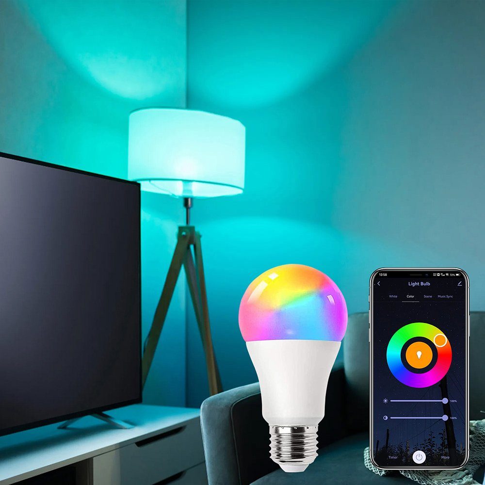 Sunicol LED Dekolicht E26/E27, Smart Glühbirne schafft eine andere Atmosphäre für Party, E26, RGB