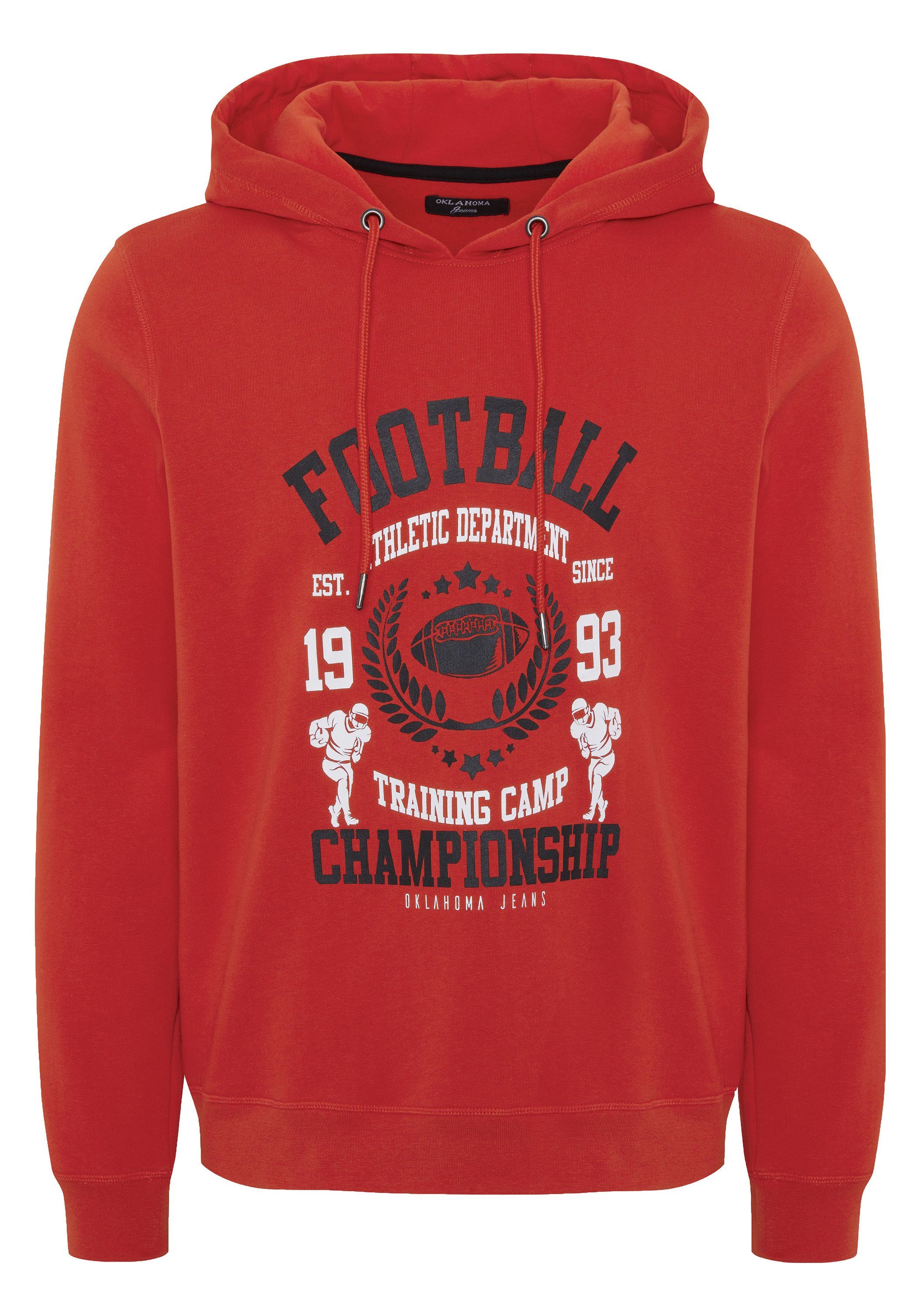 Jeans 18-1551 Aurora Oklahoma Orange Kapuzensweatshirt mit Frontprint Football