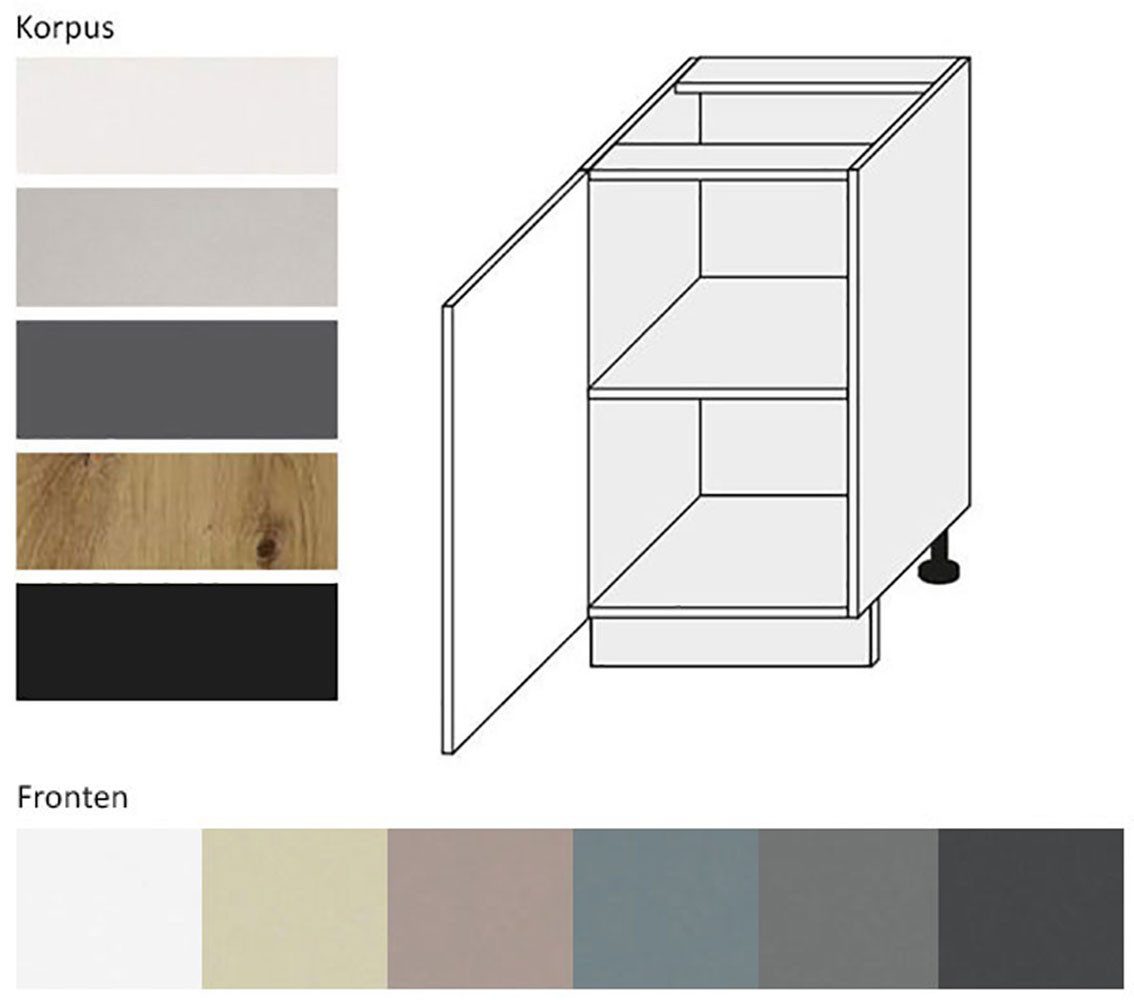 Feldmann-Wohnen Unterschrank Kvantum (1-türig, innen 1 Einlegeboden, Türanschlag wechselbar, Soft-Close, 1-St., Fronten mit dekorativen Fräsungen und leicht abg – Bild 2 von 5