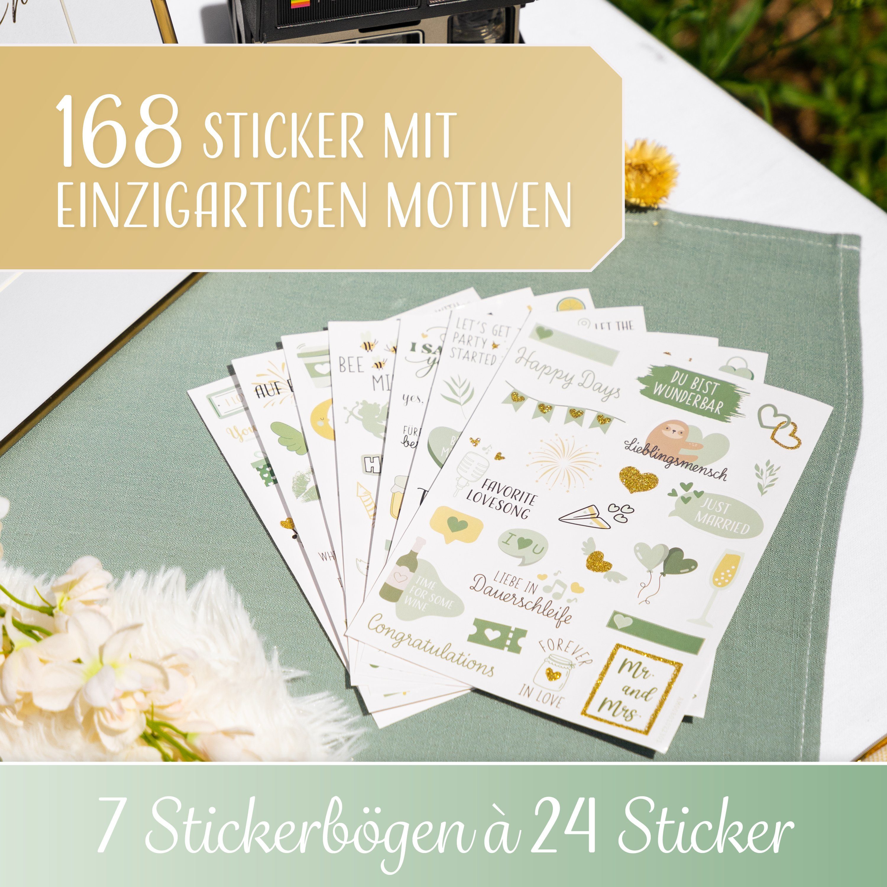 Aufkleber AMARI [168 ® Sticker Motive] Grün - Hochzeit Amari Veredelte Hochzeit Hochzeitskarte