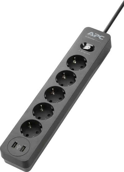 APC »PME5U2B-GR« Steckdosenleiste 5-fach (Ein- / Ausschalter, USB-Anschlüsse, Kabellänge 1,52 m)