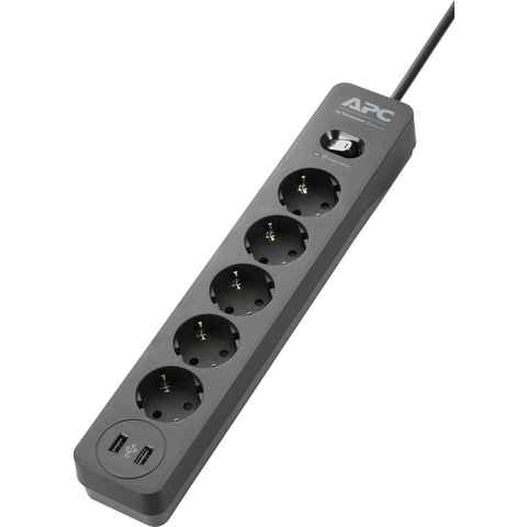 APC PME5U2B-GR Steckdosenleiste 5-fach (Ein- / Ausschalter, USB-Anschlüsse, Kabellänge 1,52 m)