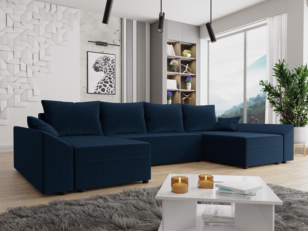 Wohnlandschaft U Schlaffunktion Eckcouch, Sofa, mit symmetrisches Ecksofa U-Form MIRJAN24 Sitzer Lux, 5 Bettkasten, und Dante