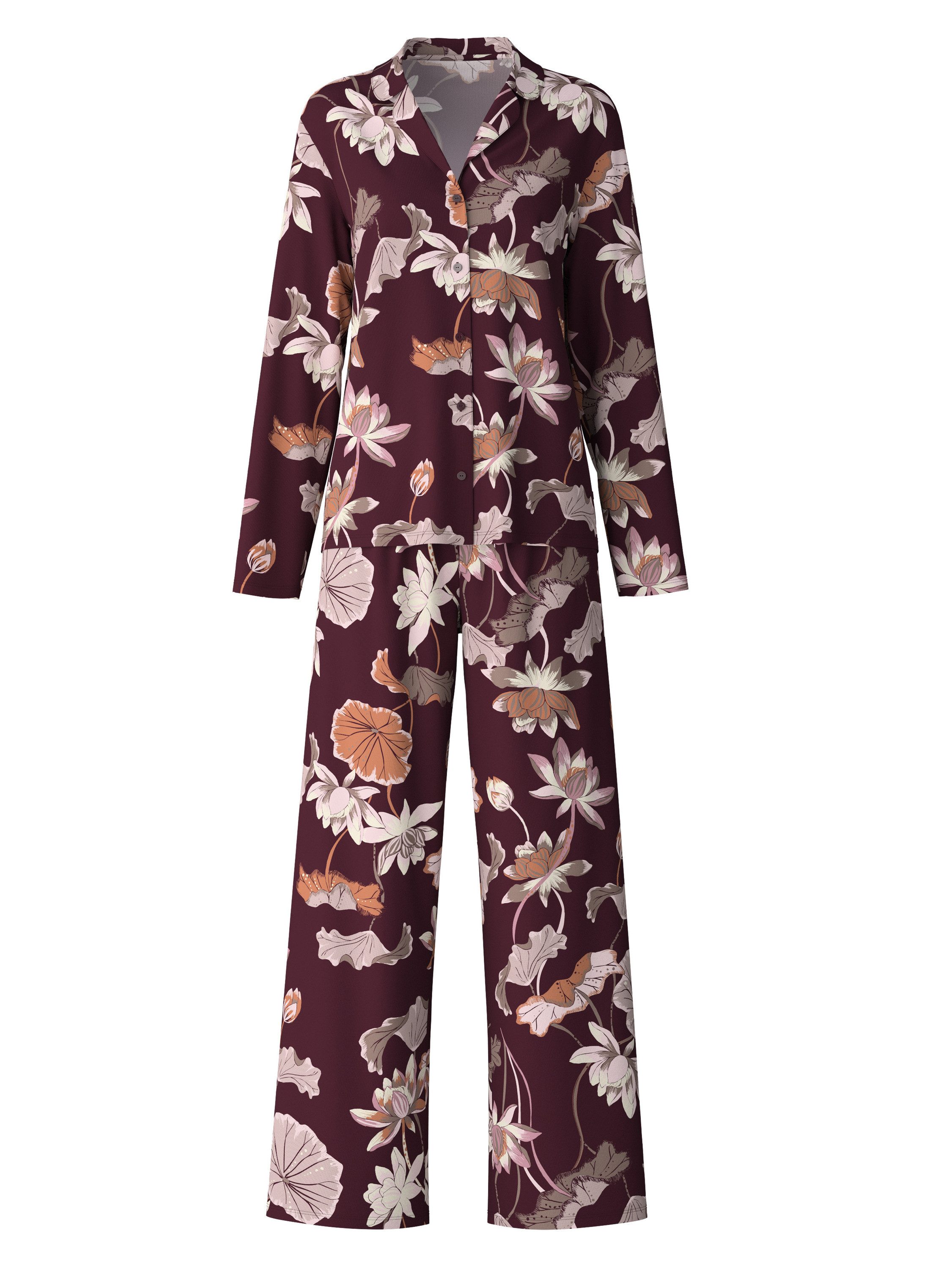 CALIDA Pyjama Leaf Dreams Damen (2 tlg) seidig weich mit Reverskragen
