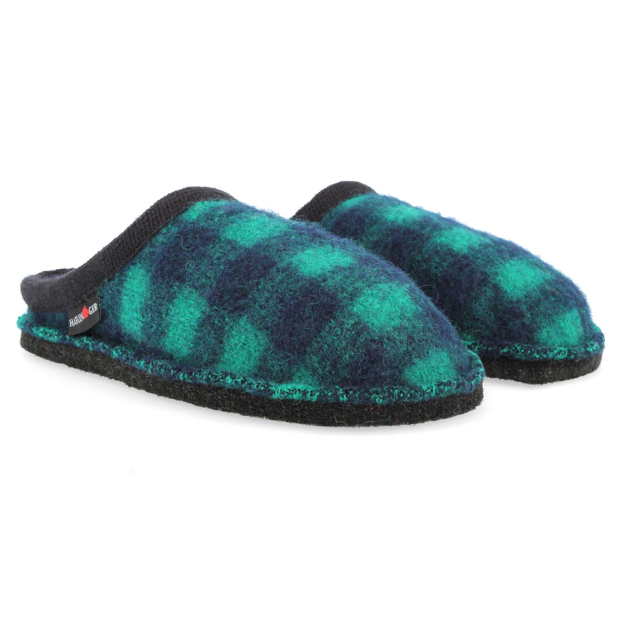 Haflinger Flair Plaid Pantoffeln Slipper aus gewalkter Wolle Karomuster Unisex Hausschuh