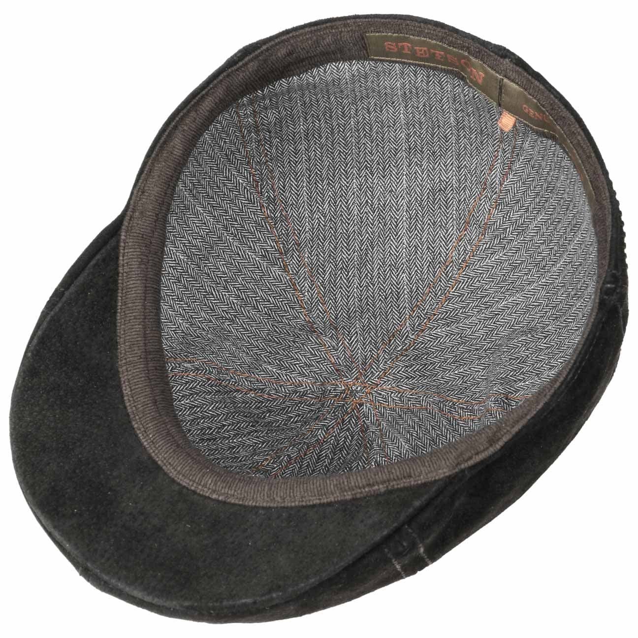 schwarz Schirm Ledercap (1-St) mit Flat Cap Stetson