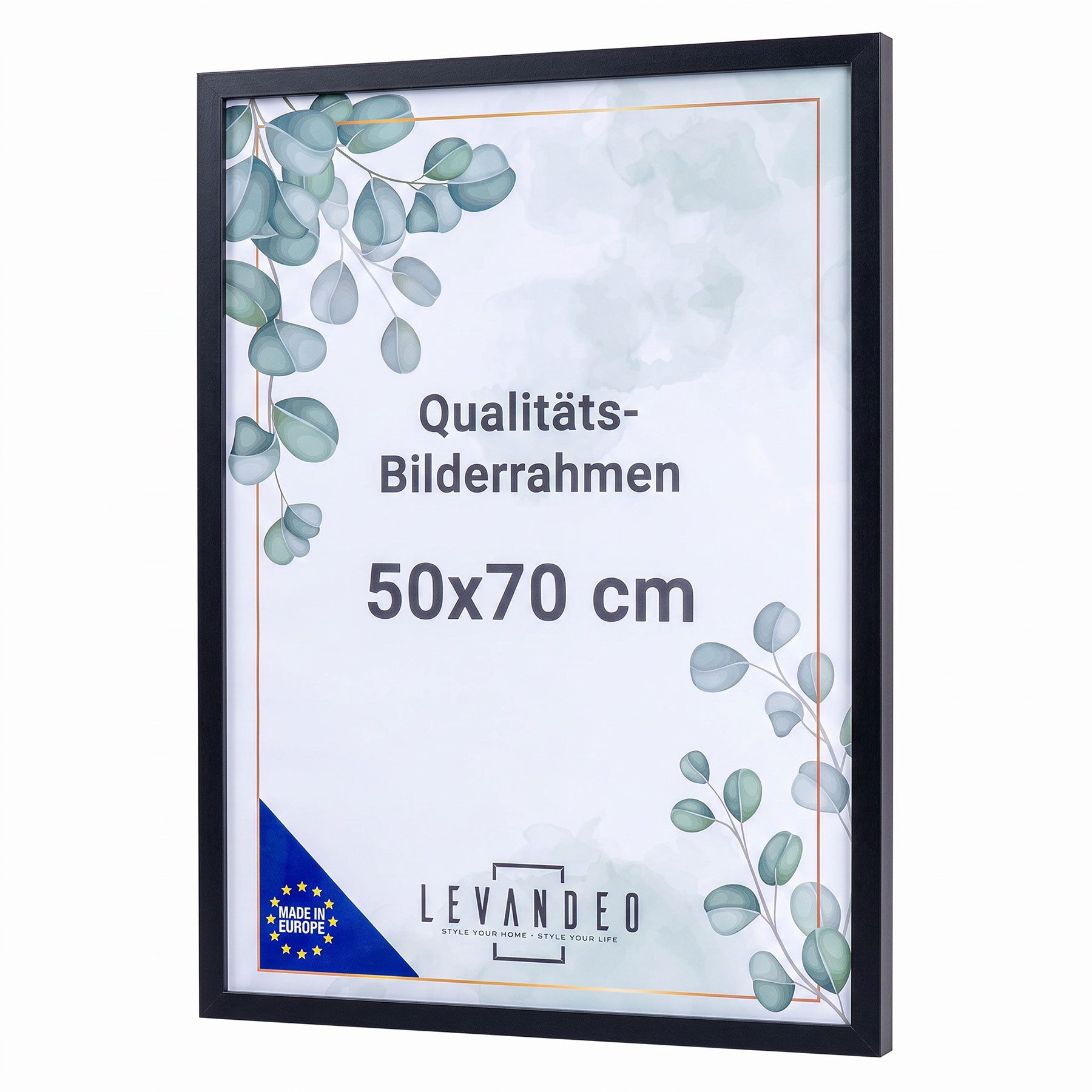Levandeo® Bilderrahmen, Bilderrahmen 50x70 Holz Fotorahmen Schwarz MDF Holzrahmen Acryl Poster