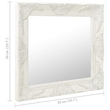 möbelando Barockspiegel 3002665 (BxH: 50x50 cm), aus Holz und Glas in Weiß