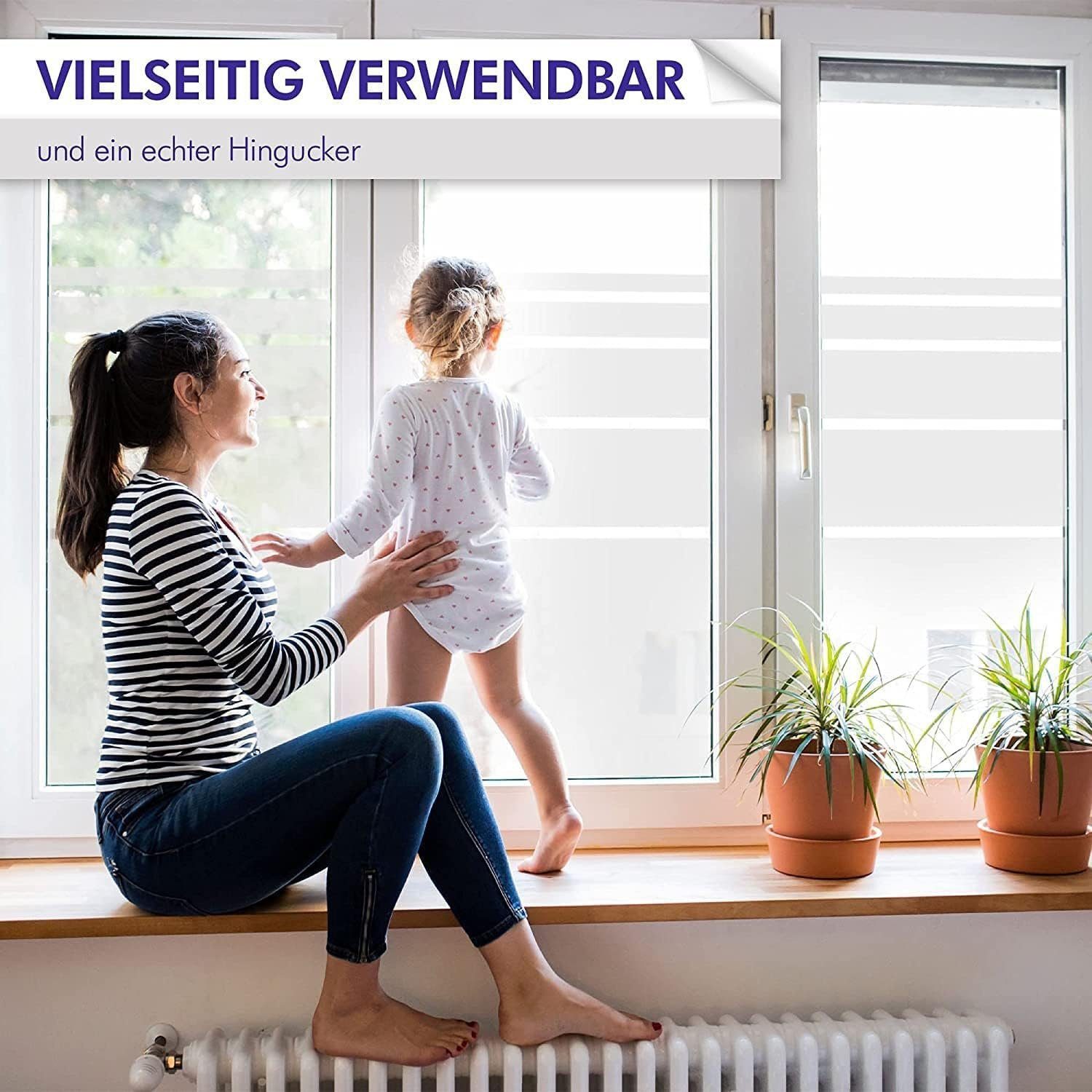 INDIGOS UG Fensterfolie FrostLine – Sichtschutzfolie Streifen Satiniert für Dusche & Bad