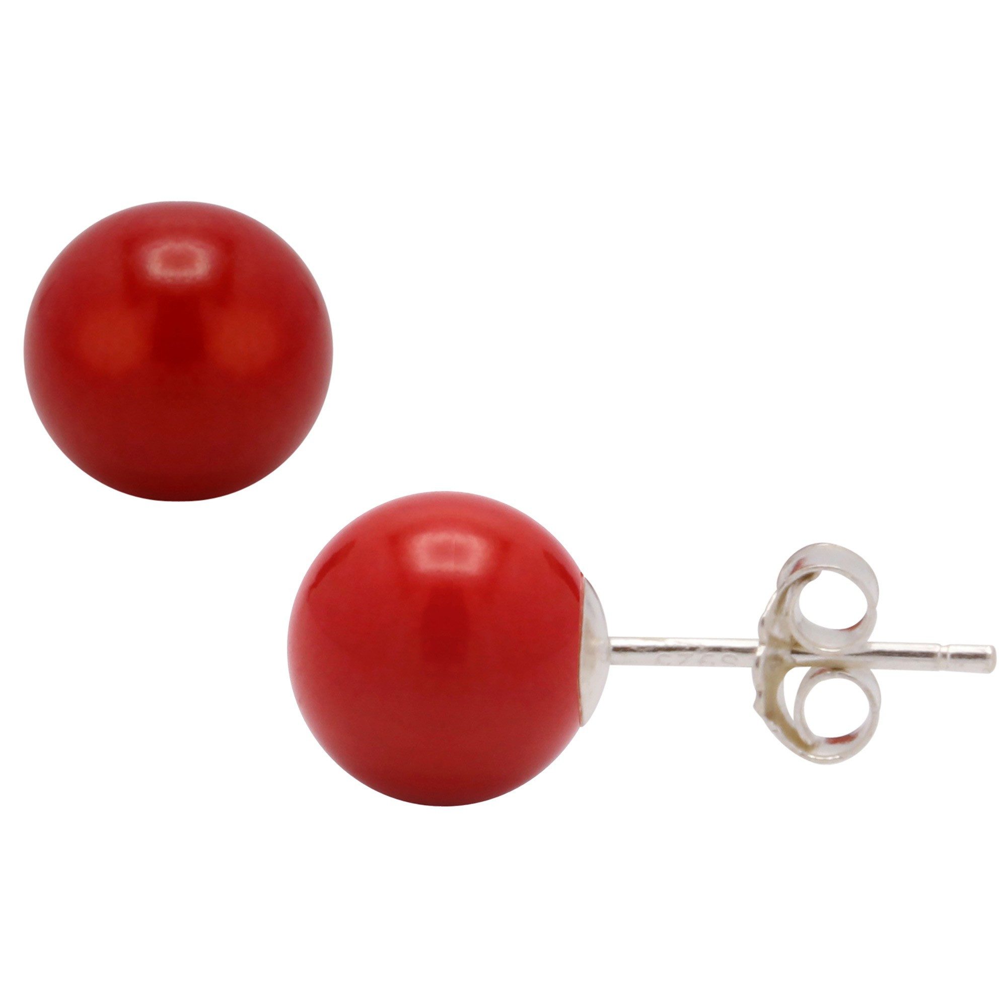 Schmuck Krone Paar Ohrstecker Ohrstecker aus Koralle & 925er Silber, Silber günstig online kaufen