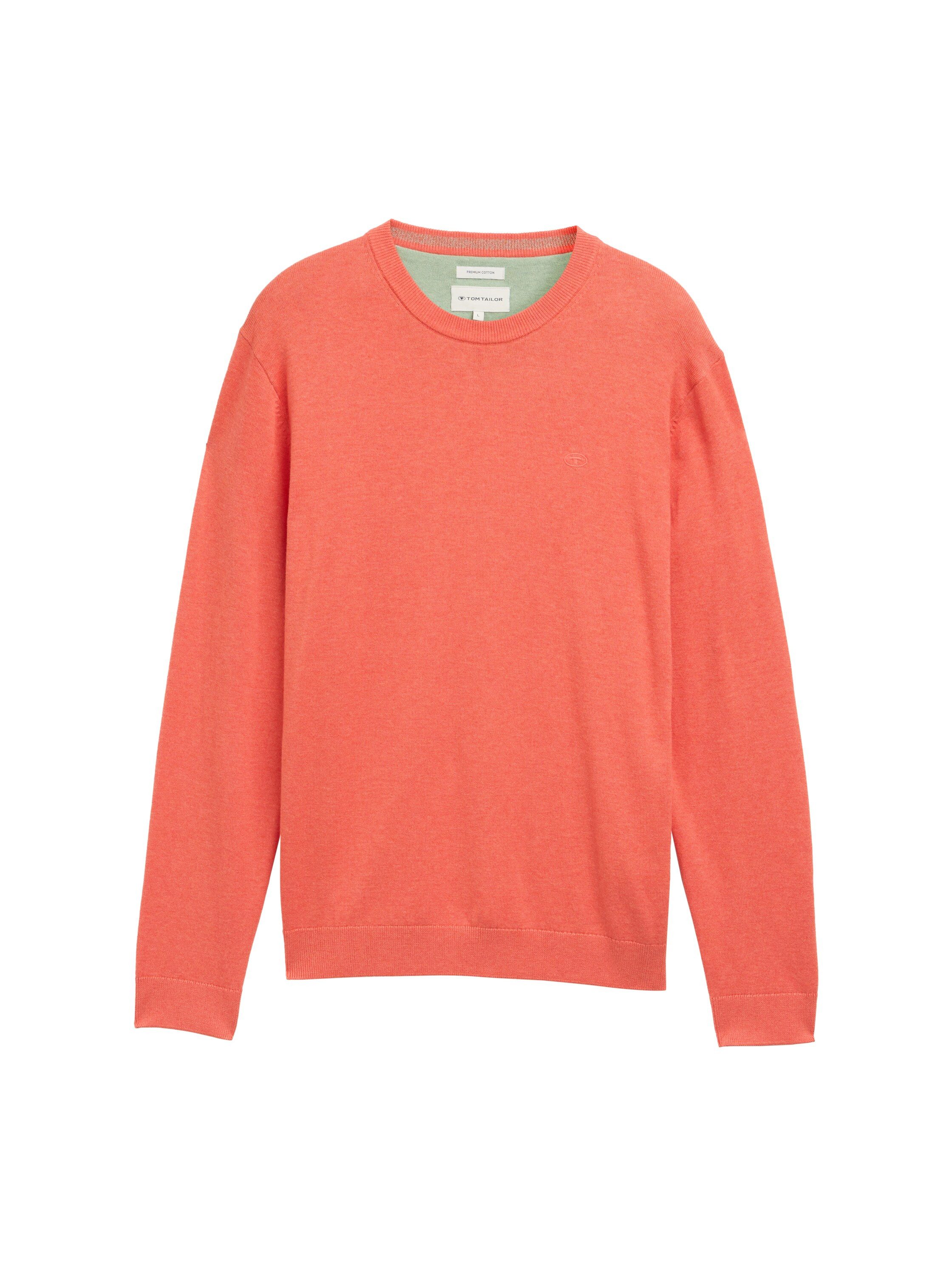 TOM TAILOR Rundhalspullover mit Logostickerei