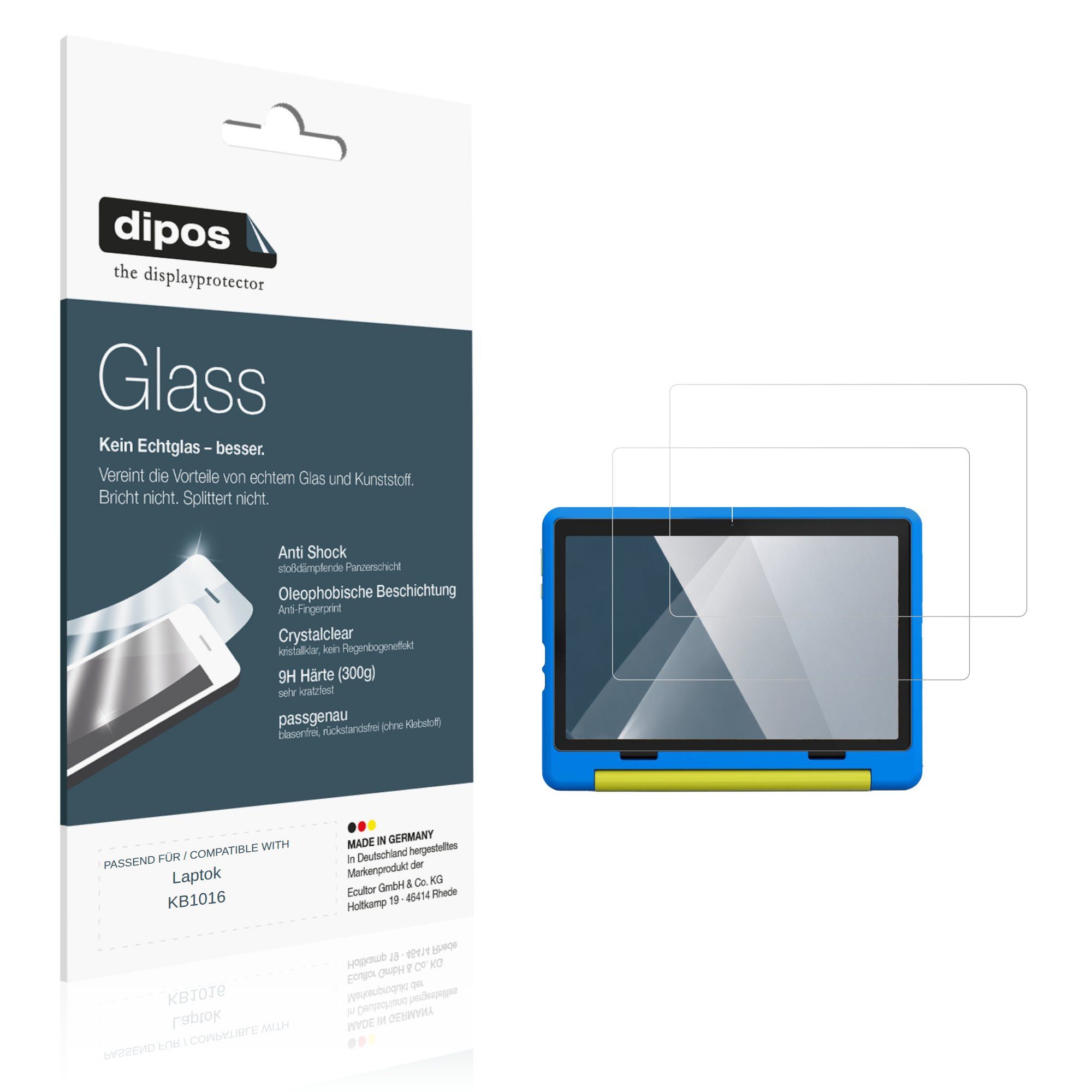 dipos Displayschutzfolie Schutzfolie für Laptok KB1016, 2 Stück, Displayschutz Schutz Folie Made in Germany