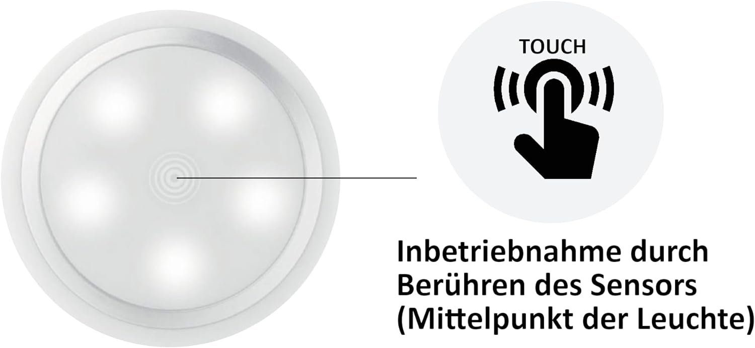 Provance Nachtlicht 3 x LED Nachtlicht mit Touch Sensor mit 3M Kleber Batterie, LED fest integriert