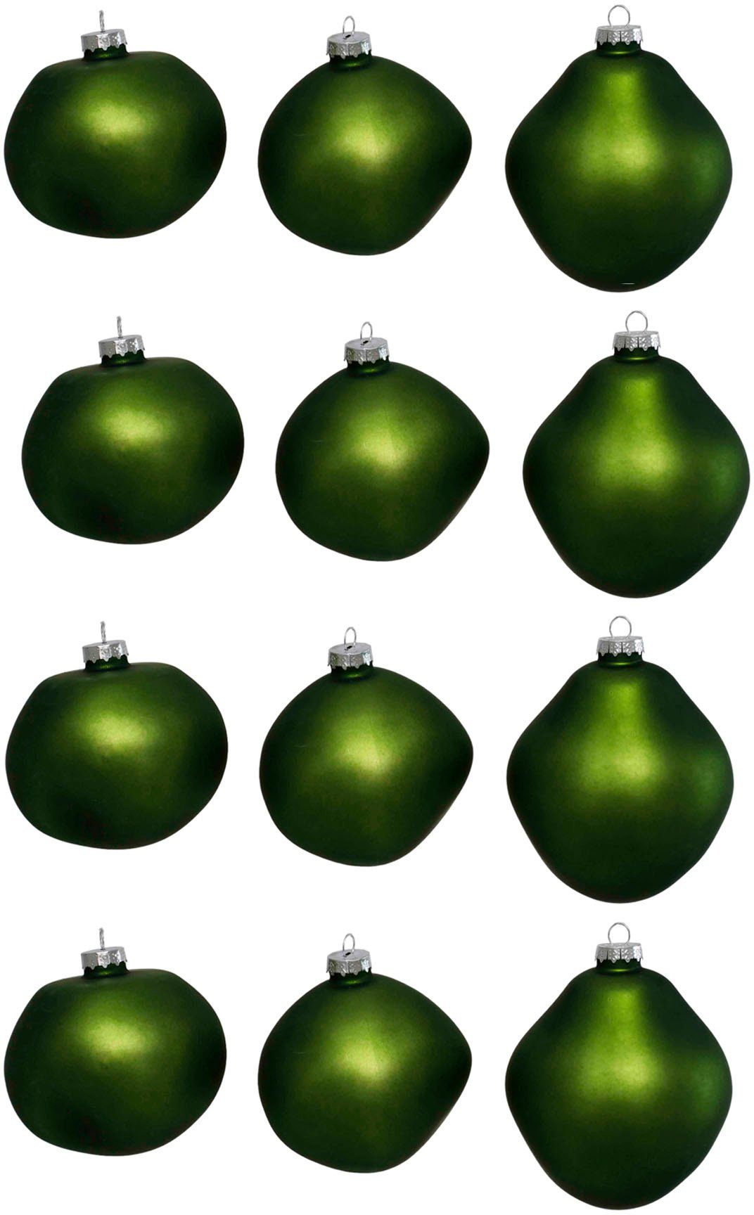 6 (12 Leonique Glas organische Form, Weihnachtsdeko, St), Weihnachtsbaumkugel grün Ø matt Christbaumkugeln organischer in Kugeln matt, Christbaumschmuck, Baumkugeln aus cm, ca. Birdelle