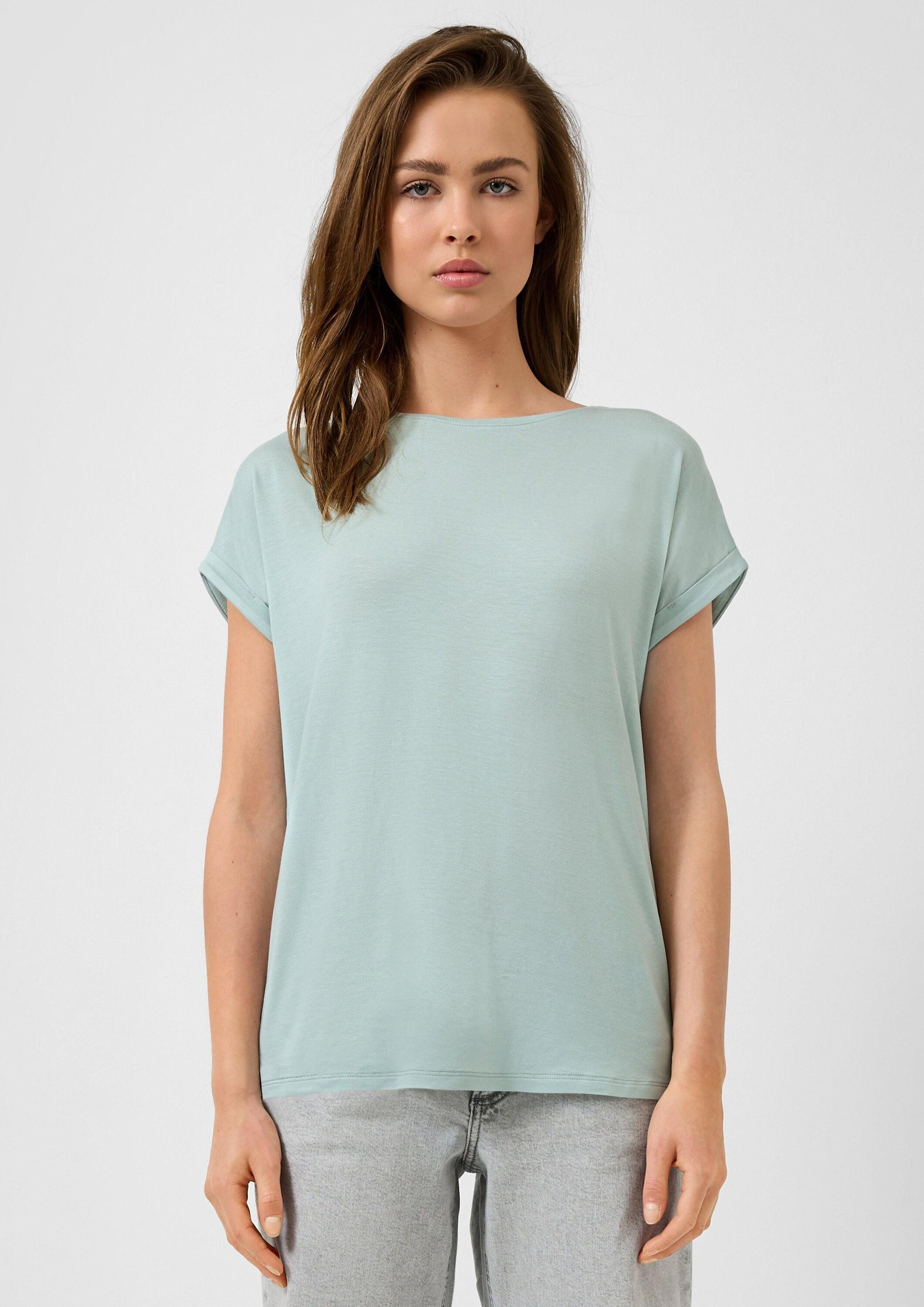 QS Kurzarmshirt T-Shirt T-Shirt aus Lyocellmix