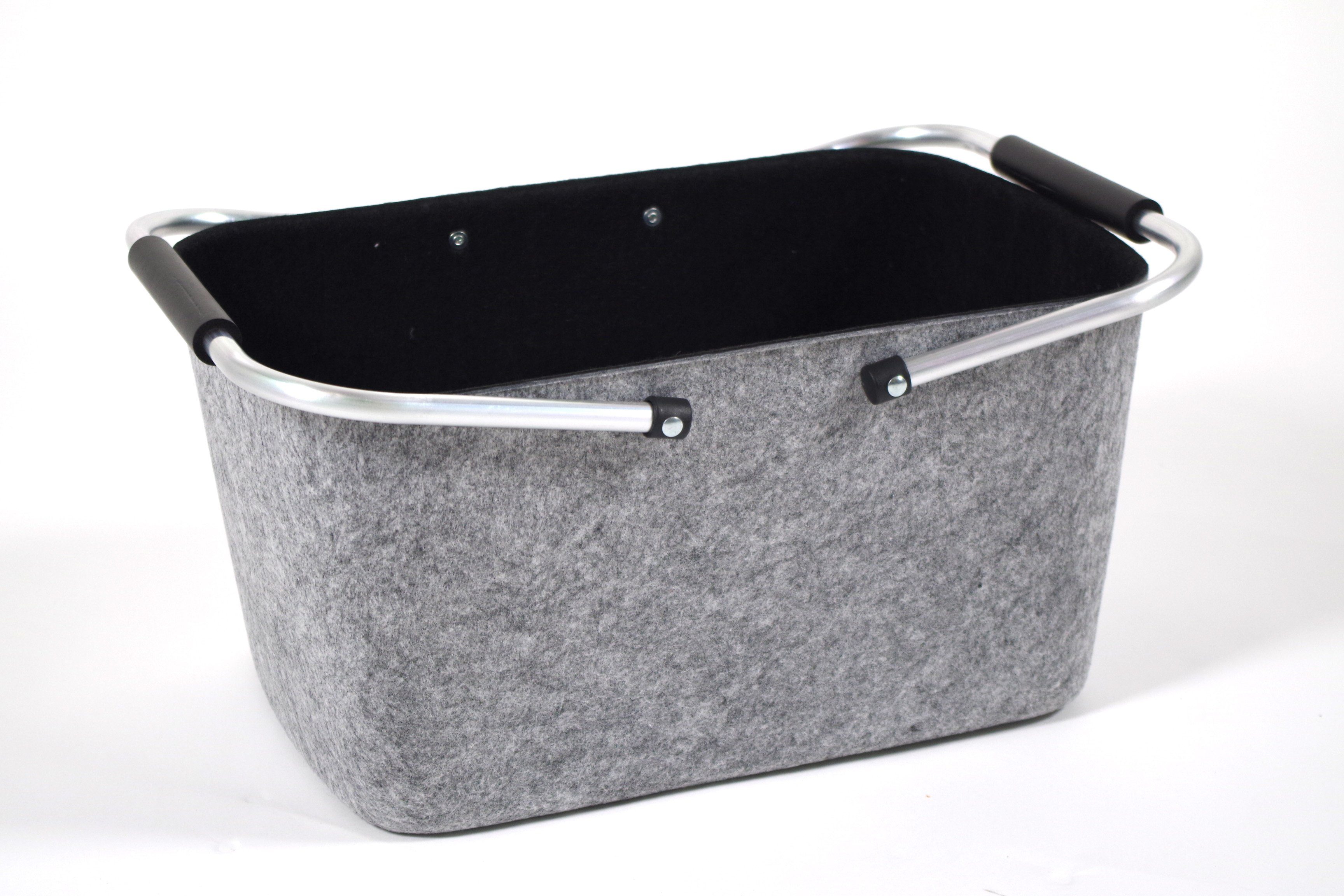 Kobolo Einkaufskorb Filzkorb grau/schwarz mit klappbaren Aluhenkeln, 25 l günstig online kaufen