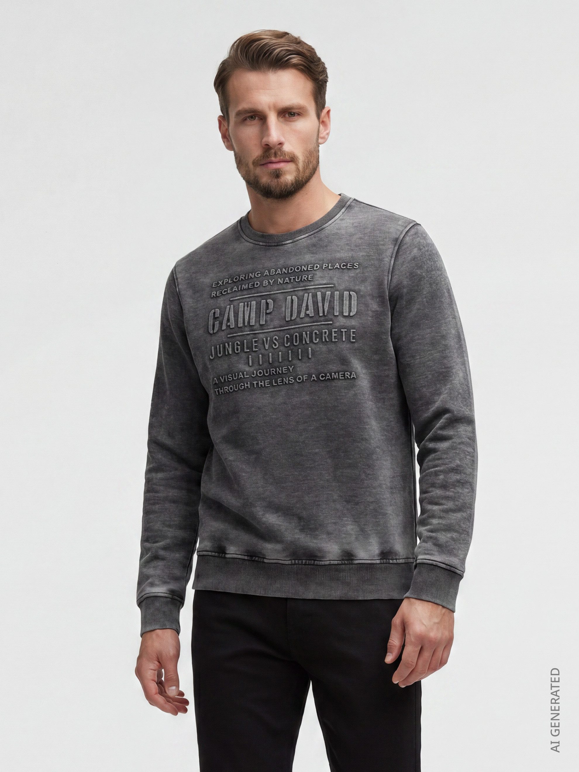 CAMP DAVID Sweater mit Ausbrenner-Effekten
