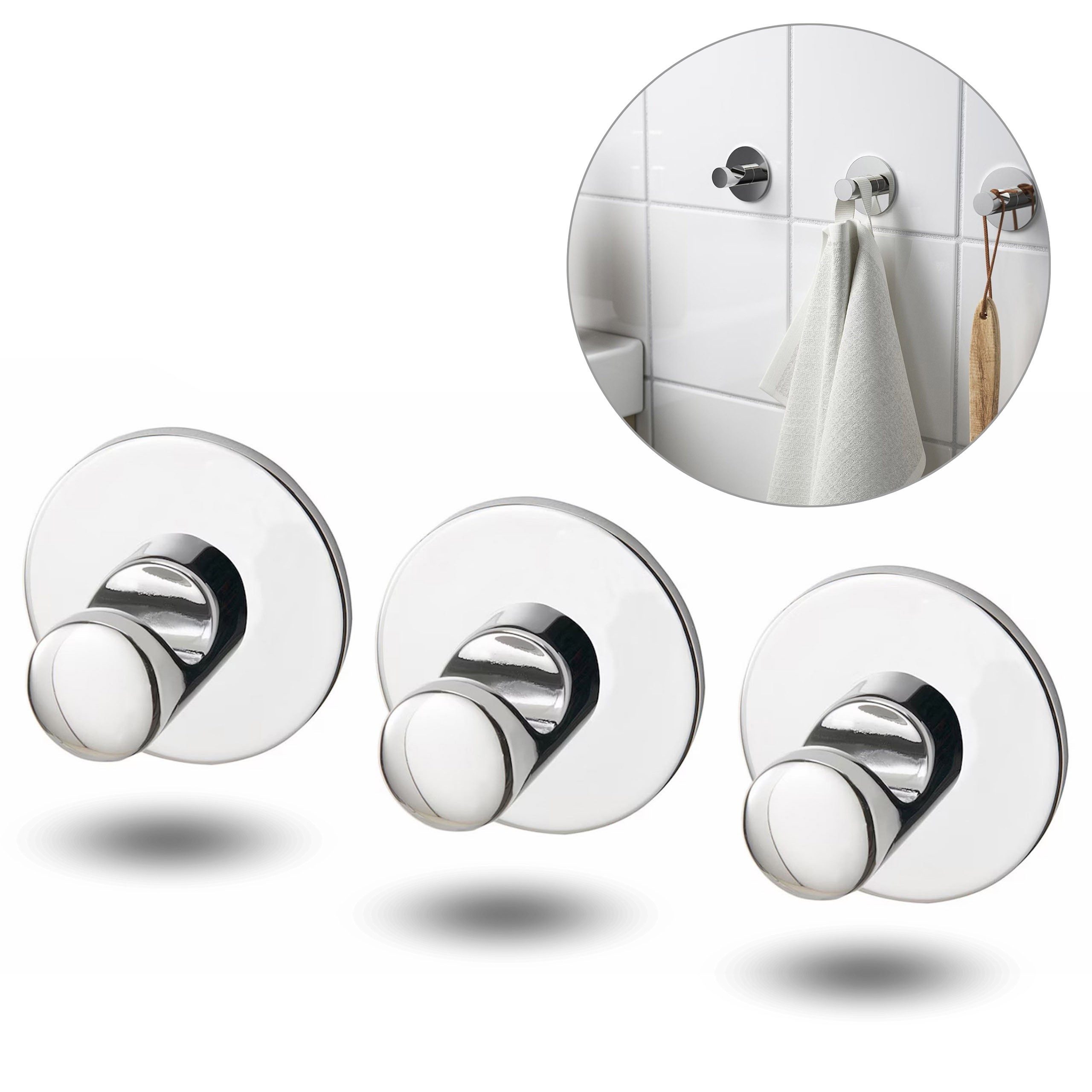 IKEA Wandhaken SKOGHALL Chrom selbstklebende Haken, Badezimmerhaken 3 Stück IKEA