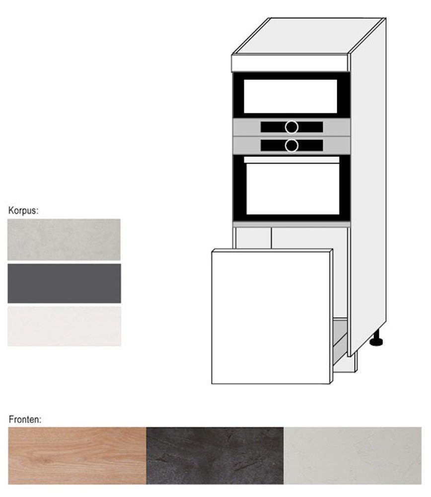 Feldmann-Wohnen Backofenumbauschrank Malmo 1 & 2 Fächer Korpusfarbe (Vollauszug) permbroke Schublade Front- wählbar (Malmo) 60cm