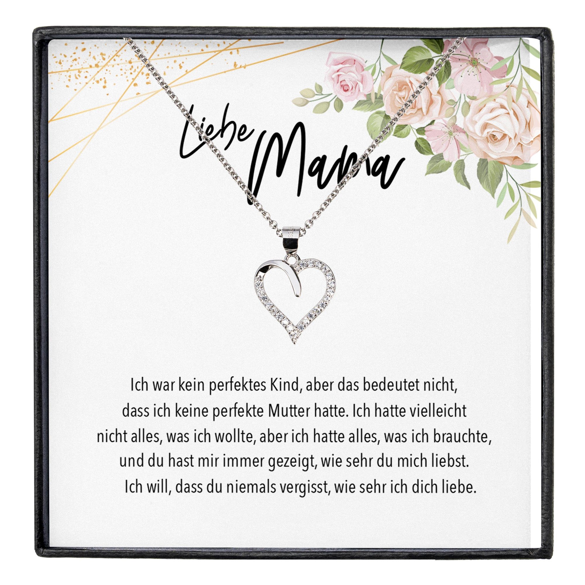 22Feels Ювелирные изделияset Liebe Mama Geschenk Muttertag Frauen Halskette Damen Herz Collier, Echt-Silber 925/000, Karte Made In Germany