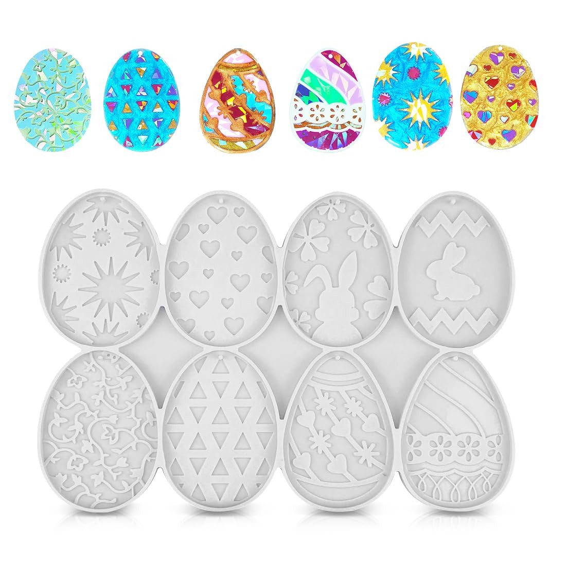 FOUORTUNATE-BEE Modellierwerkzeug Ostern Silikonform Set – Hasen & Eier Schlüsselanhänger Gießform, Epoxidharz Formen für Osterdeko, Anhänger & DIY Bastelprojekte