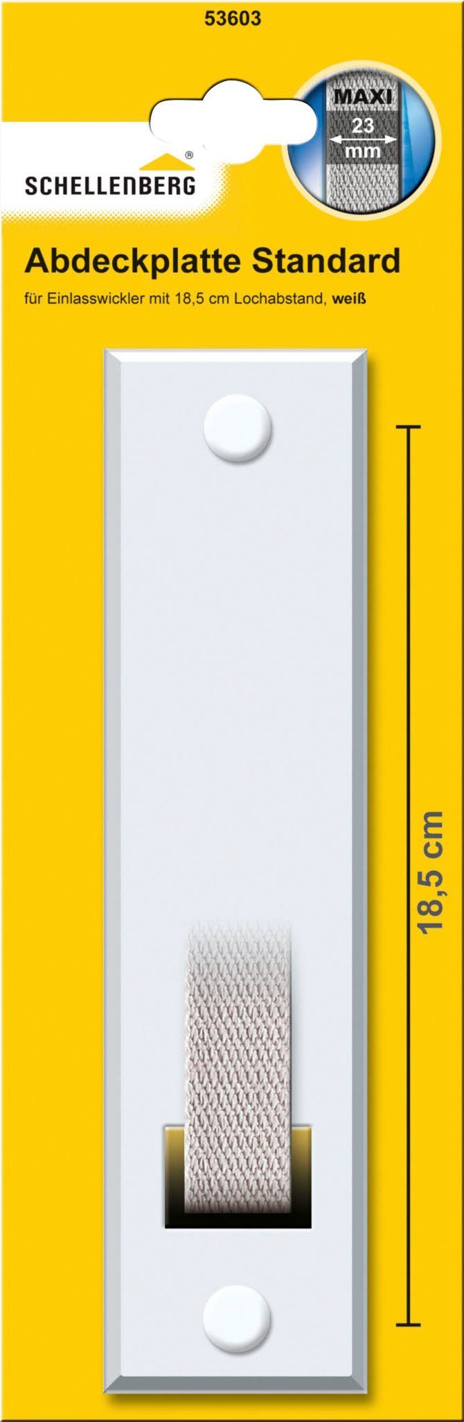 SCHELLENBERG Gurtwickler-Abdeckplatte STANDARD Maxi, Zubehör für Einlassgurtwickler, langlebige, aus Kunststoff, für Einlassgurtwickler, 185 mm, weiß