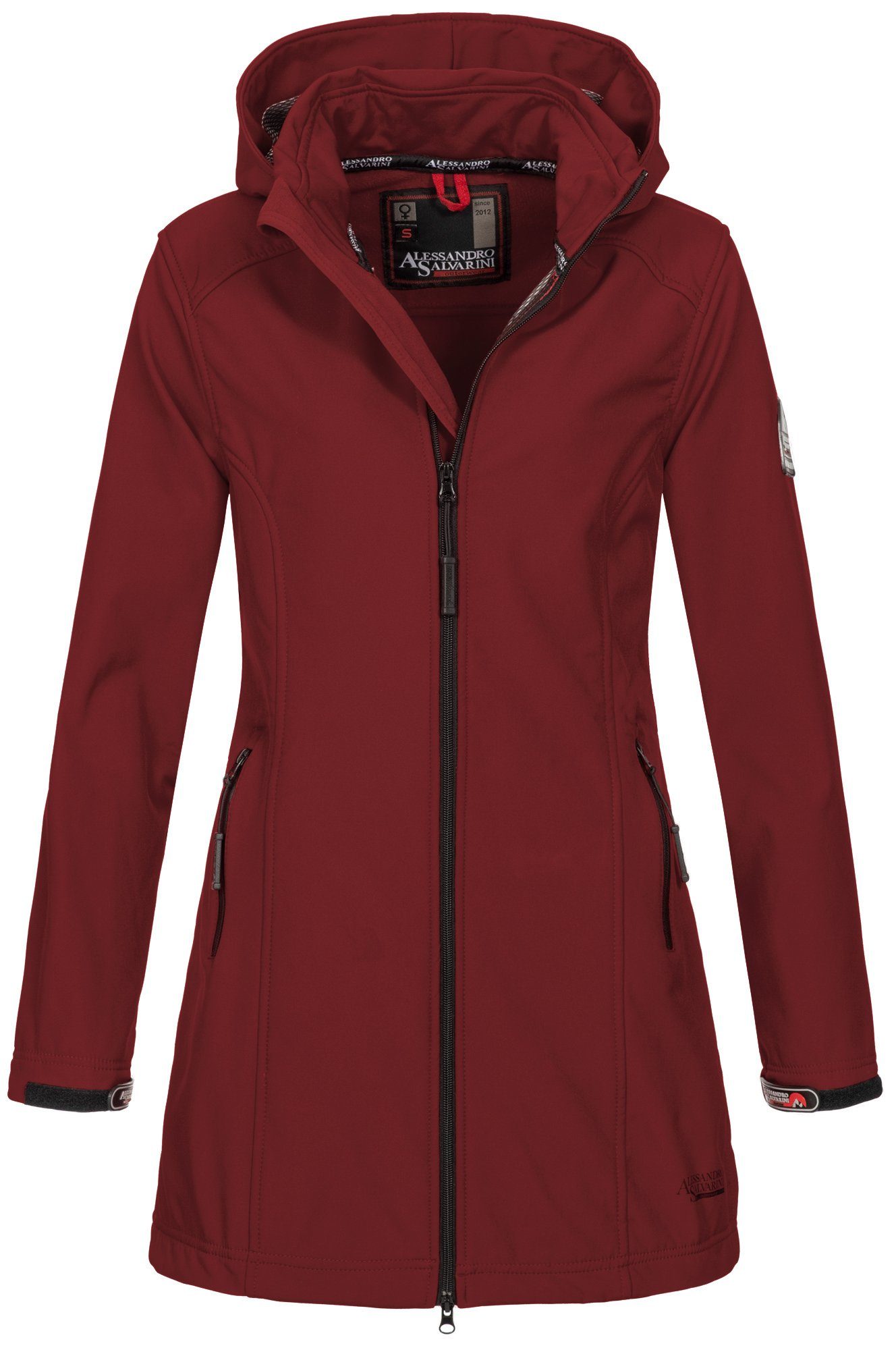 Alessandro Salvarini Softshelljacke Alessia lang mit abnehmbarer Kapuze