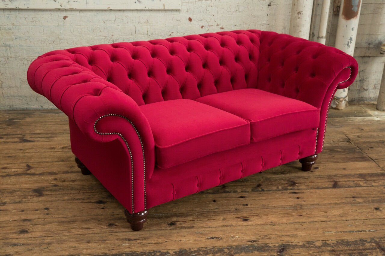 2 Stoff Couch Sitzer Sofas Sofa Polster Chesterfield Neu Design JVmoebel Chesterfield-Sofa,