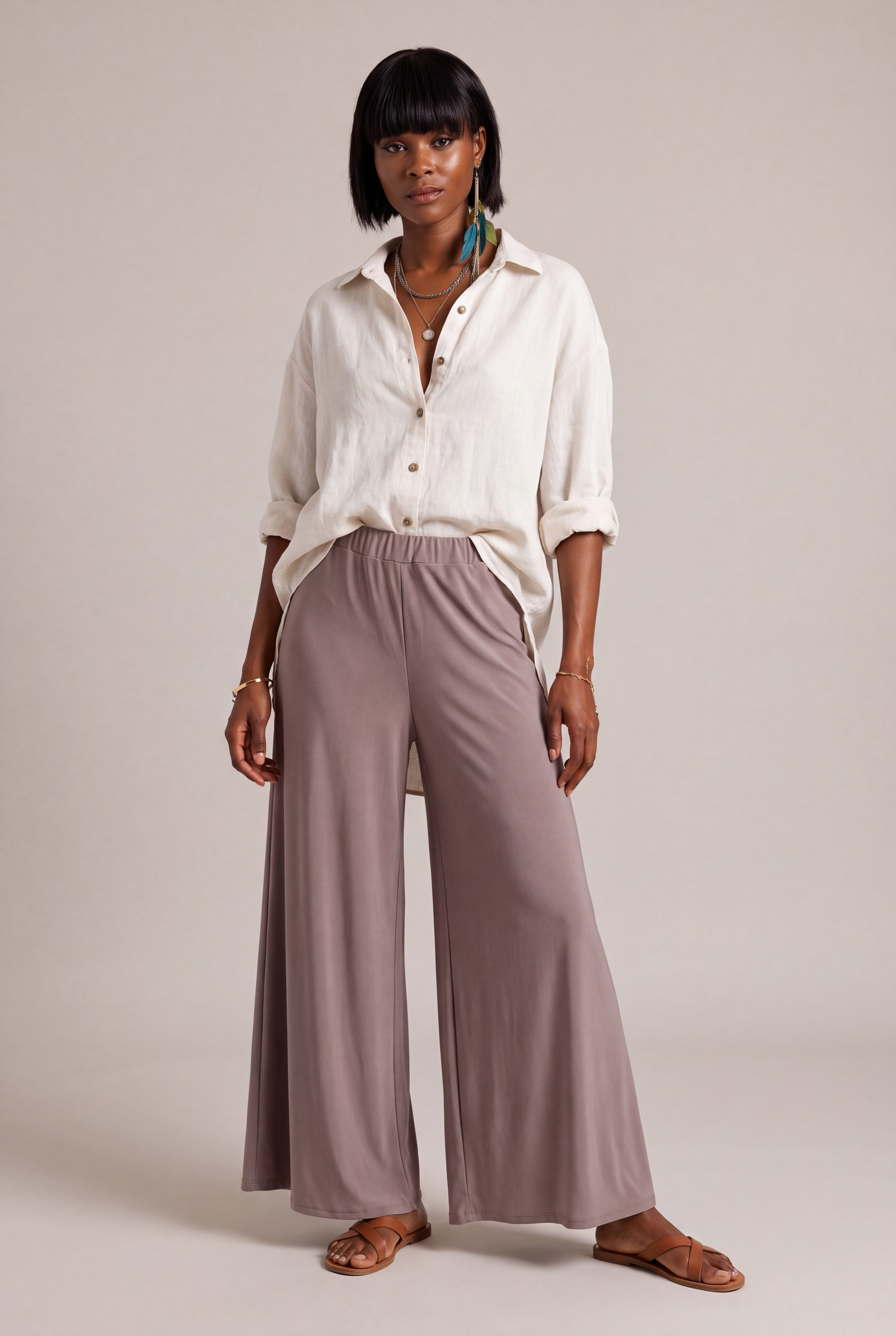 YC Fashion & Style Palazzohose Wide Leg – fließend, elastischer Bund, One Size 38–46 Freizeithose mit elastischem Bund