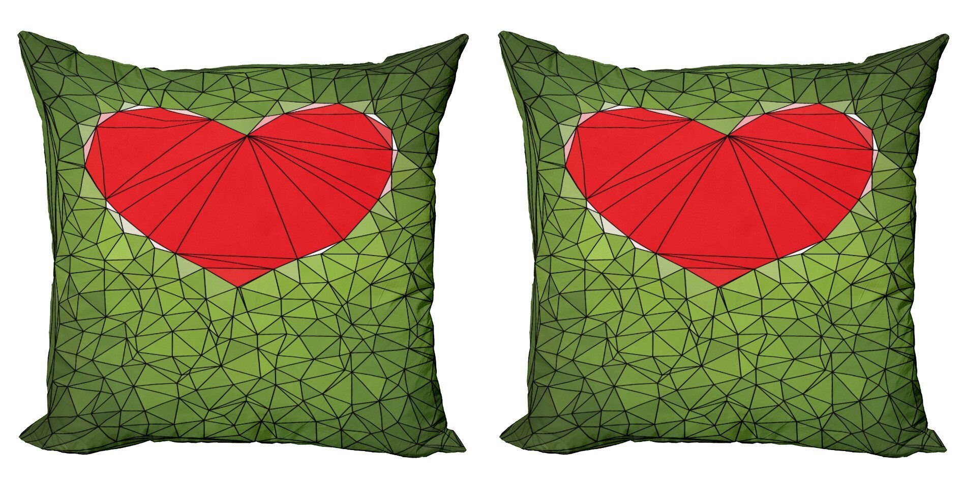 Kissenbezüge Modern Accent Doppelseitiger Digitaldruck, Abakuhaus (2 Stück), Polygonen Geometrisches Mosaik-Kunst-Herz