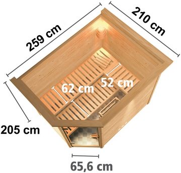 Karibu Sauna Talida, BxTxH: 259 x 210 x 202 cm, 40 mm, (Set) 9-kW-Bio-Ofen mit externer Steuerung